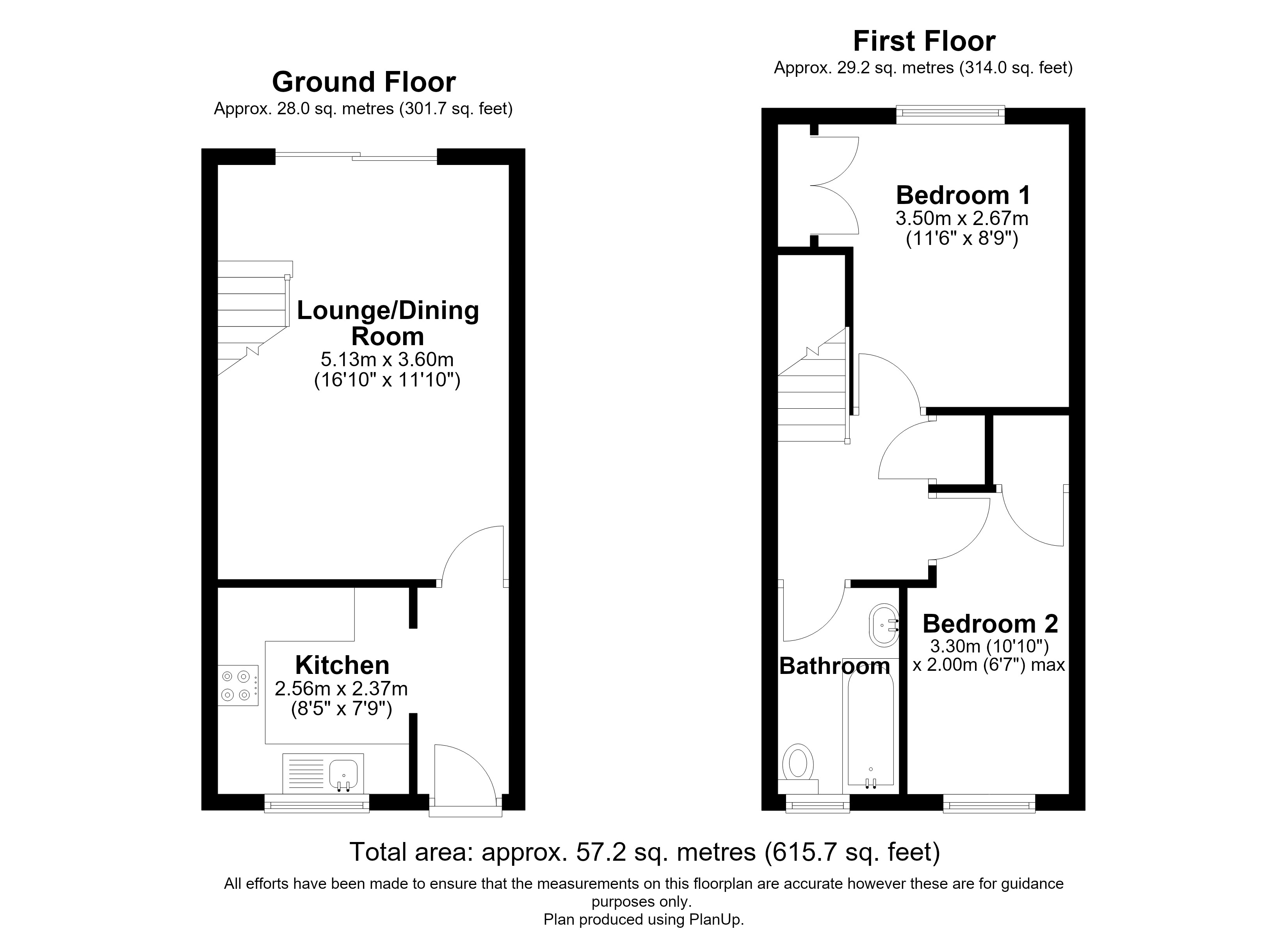 Floorplan, 2 bedroom terraced house for sale, Jordan Close, Market Harborough, LE16