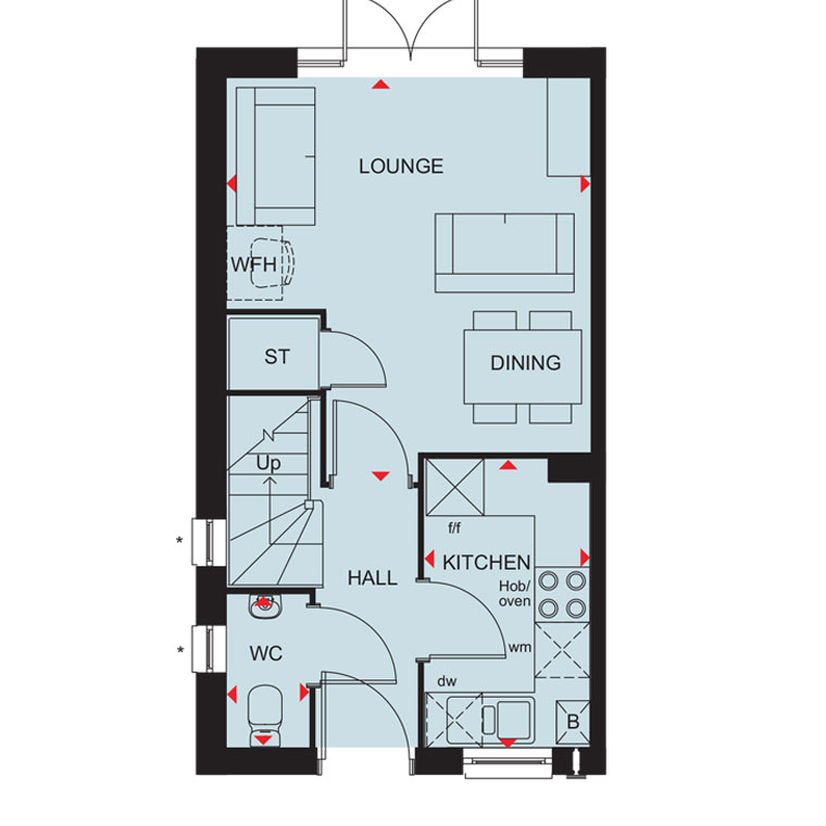 Floorplan, 2 bedroom mid-terraced house for sale, Plot 154, Loughborough, LE12