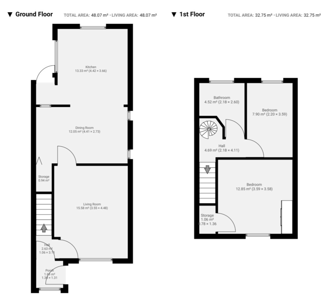 Floor plan, 2 bedroom terraced house for sale, Church Lane, Coventry, CV7