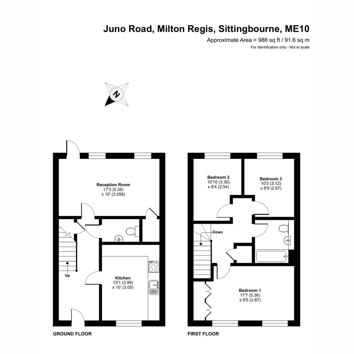 Floor plan, 3 bedroom for sale, Juno Road, Sittingbourne, ME10
