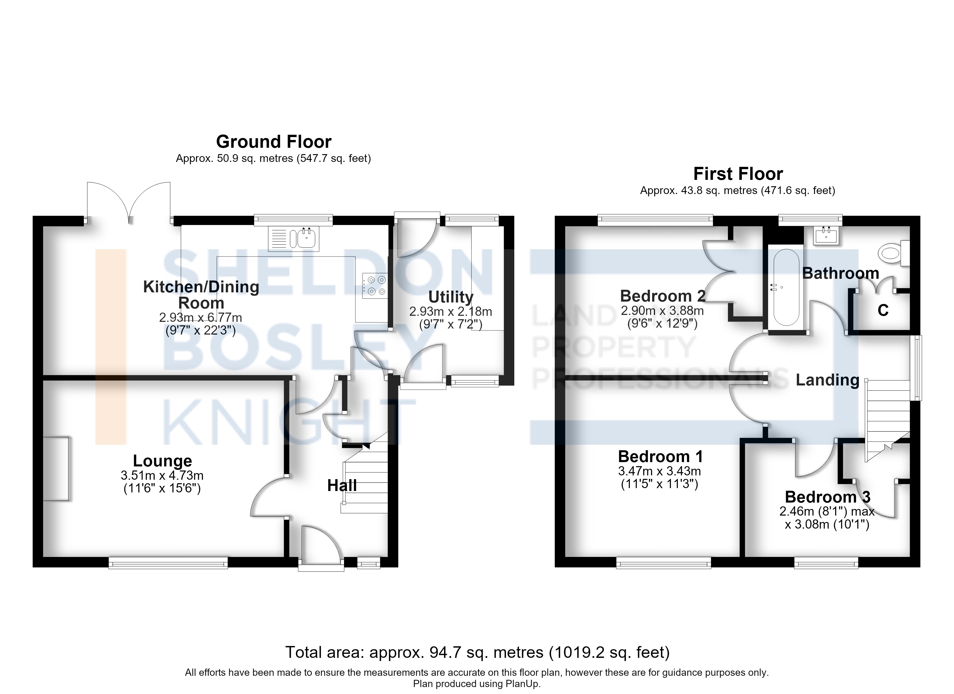 Floorplan, 3 bedroom semi detached house for sale, Meadow Road, Evesham, WR11