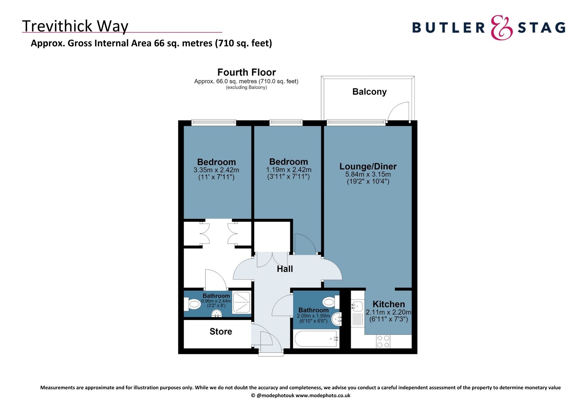 Floor plan, 2 bedroom flat for sale, Steward House, London, E3