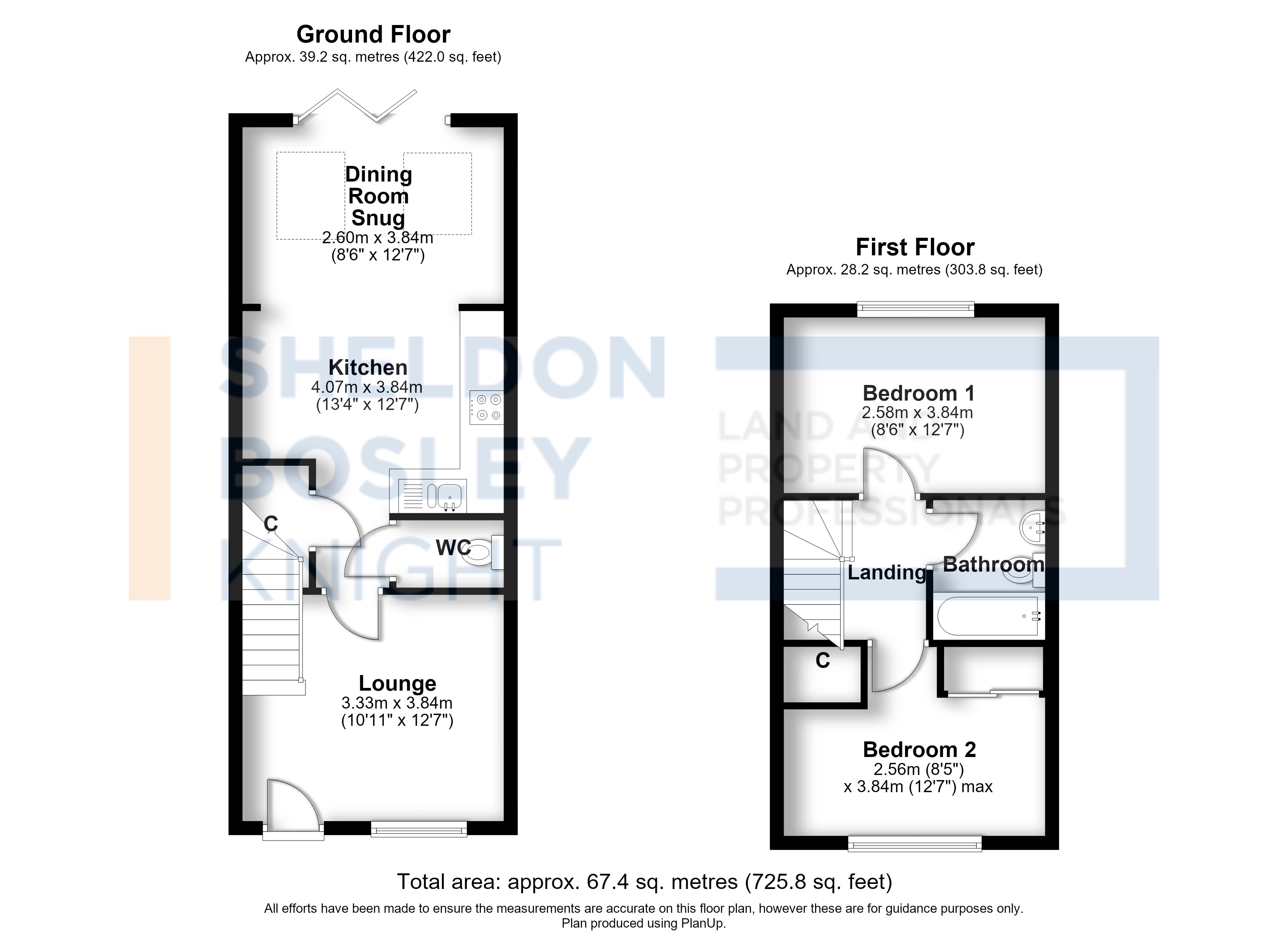 Floorplan, 2 bedroom terraced house for sale, Perrie Drive, Evesham, WR11