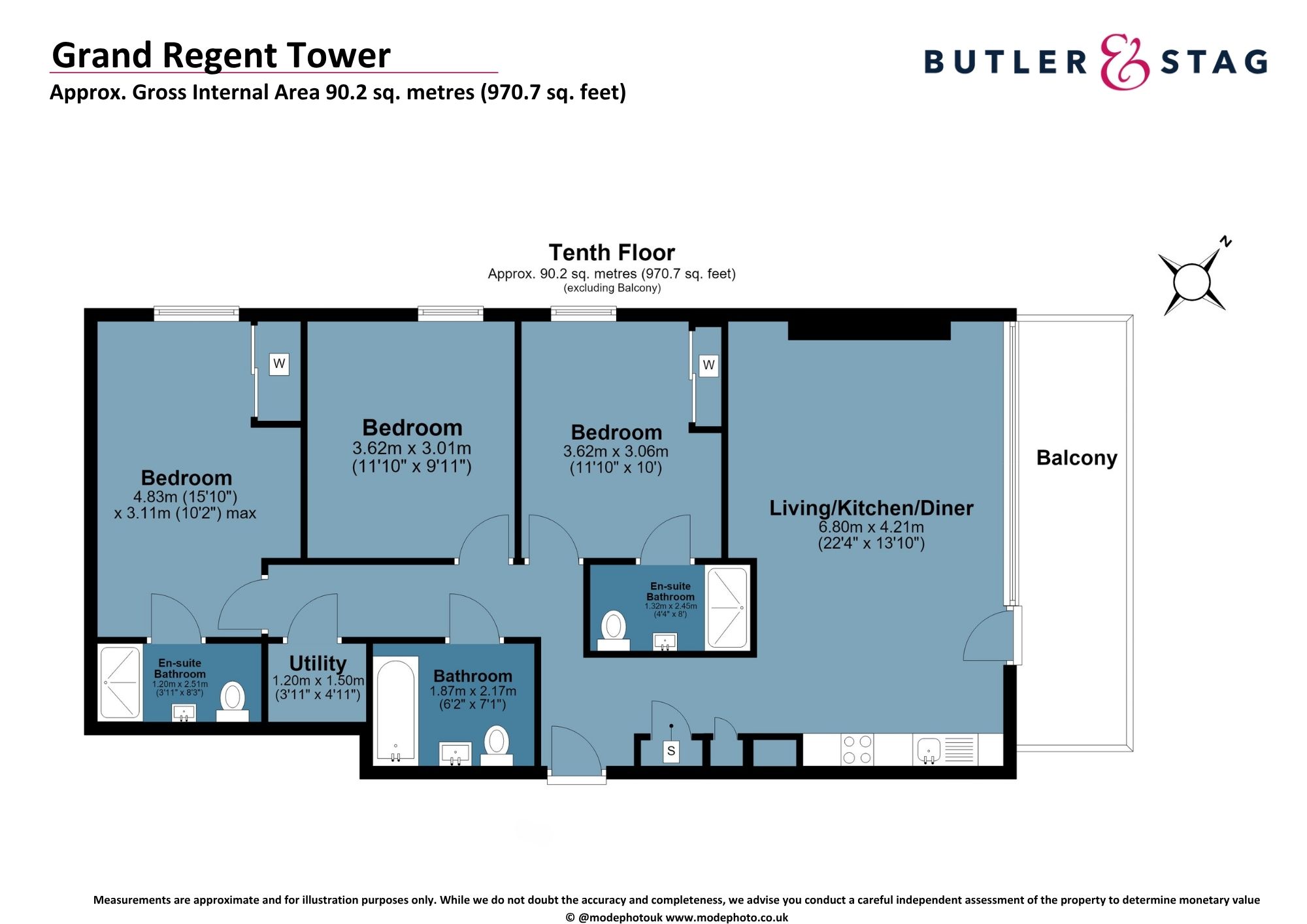 Floor plan, 3 bedroom apartment for sale, Grand Regent Tower, London, E2