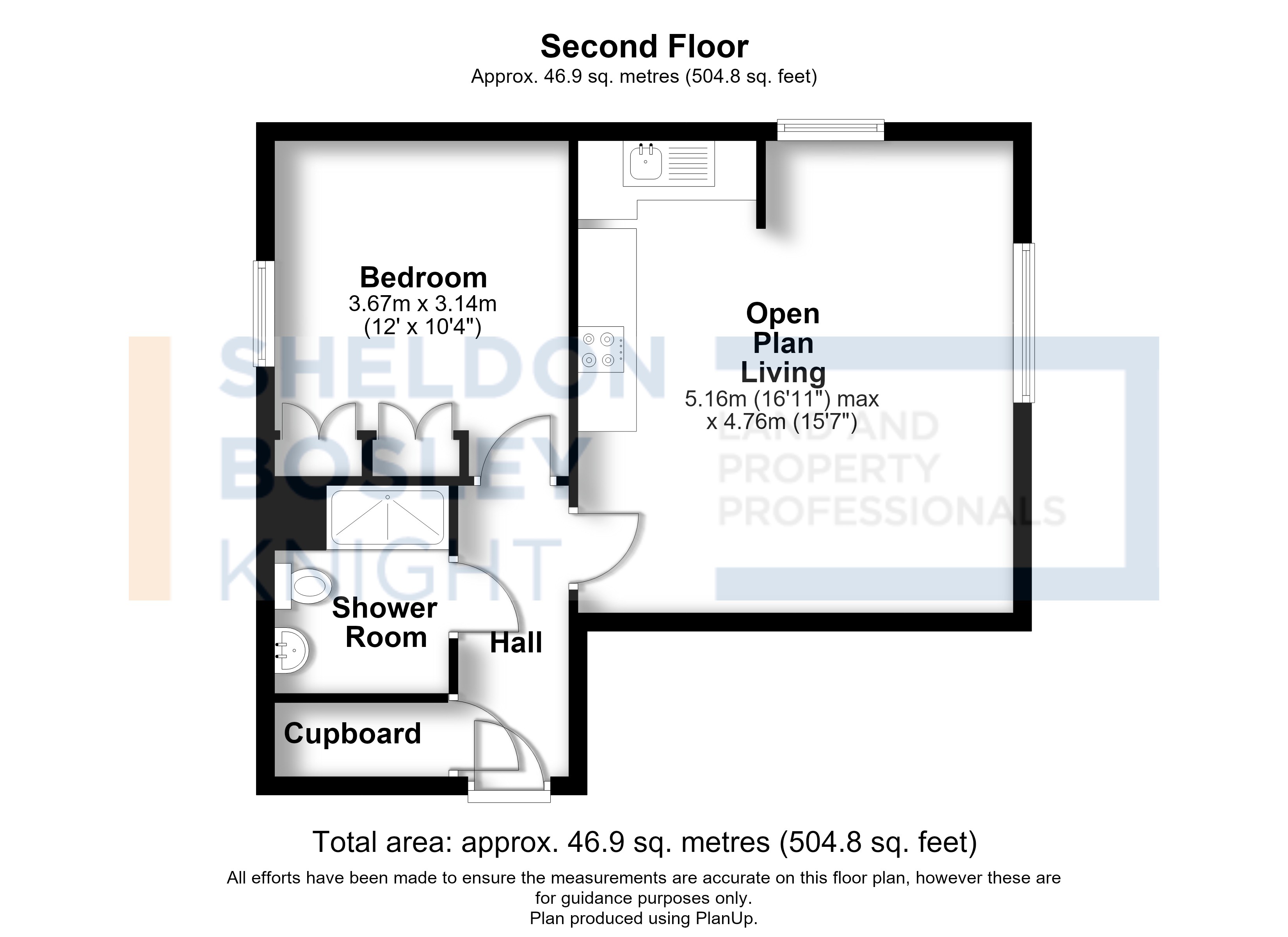 Floorplan, 1 bedroom flat for sale, Romani Close, Warwick, CV34