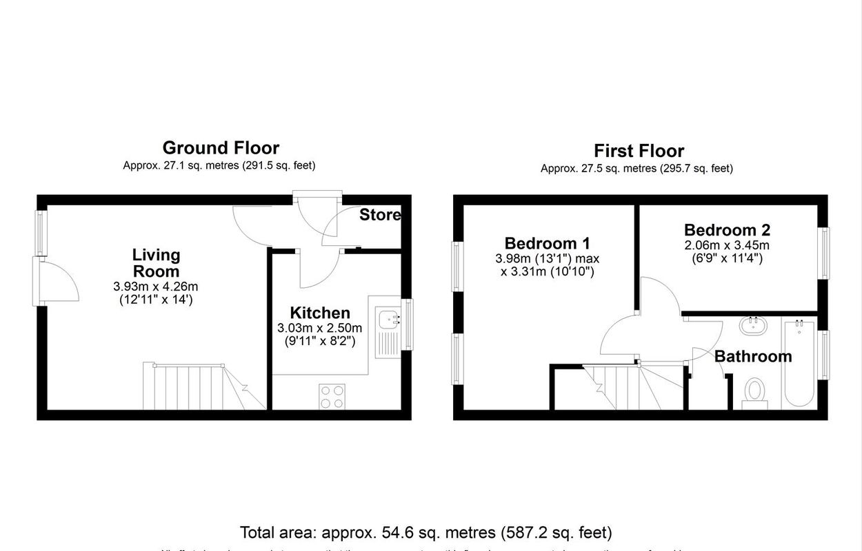 Floorplan, 2 bedroom semi detached house for sale, Pear Tree Gardens, Market Harborough, LE16