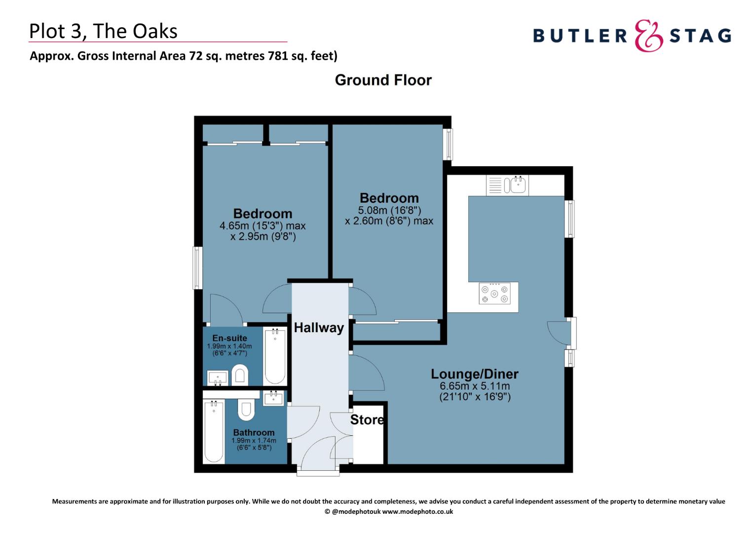 Floor plan, 2 bedroom flat for sale, Plot 3, Chigwell, IG7