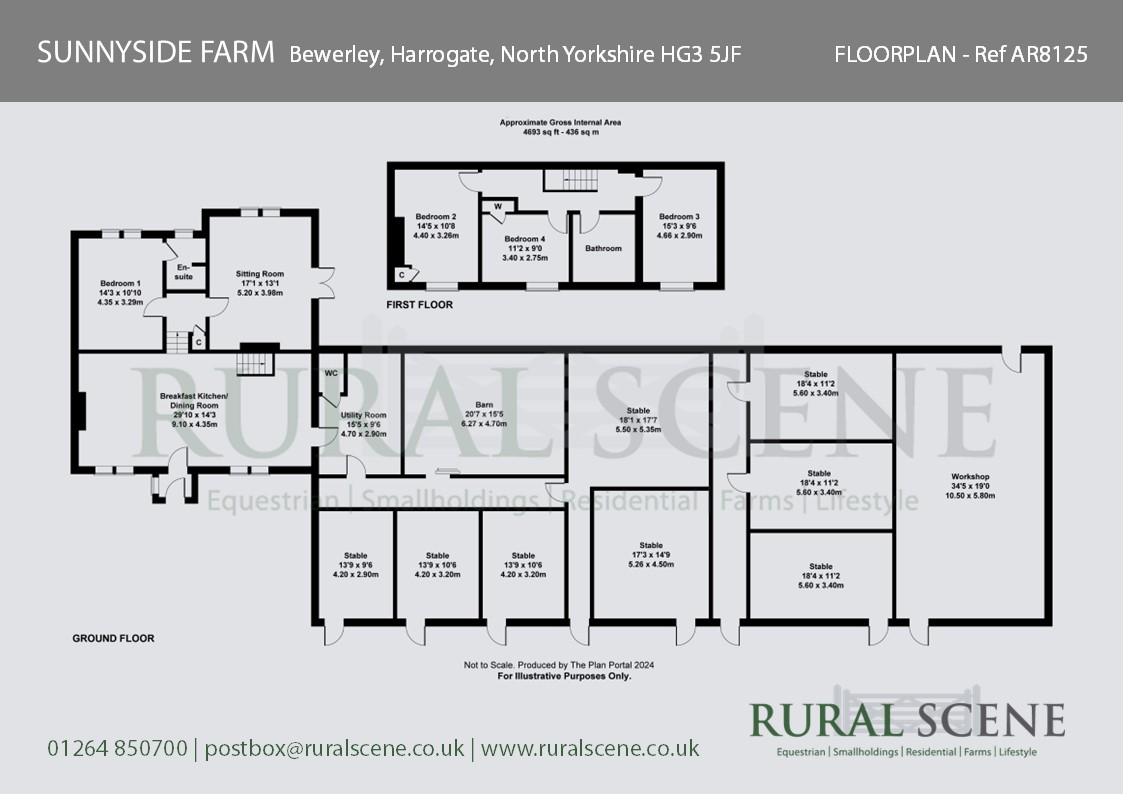 Floorplan, 4 bedroom semi detached house for sale, Sunnyside Farm, Harrogate, HG3