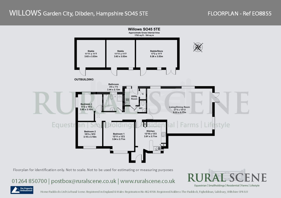 Floorplan, 3 bedroom detached bungalow for sale, Willows, Southampton, SO45