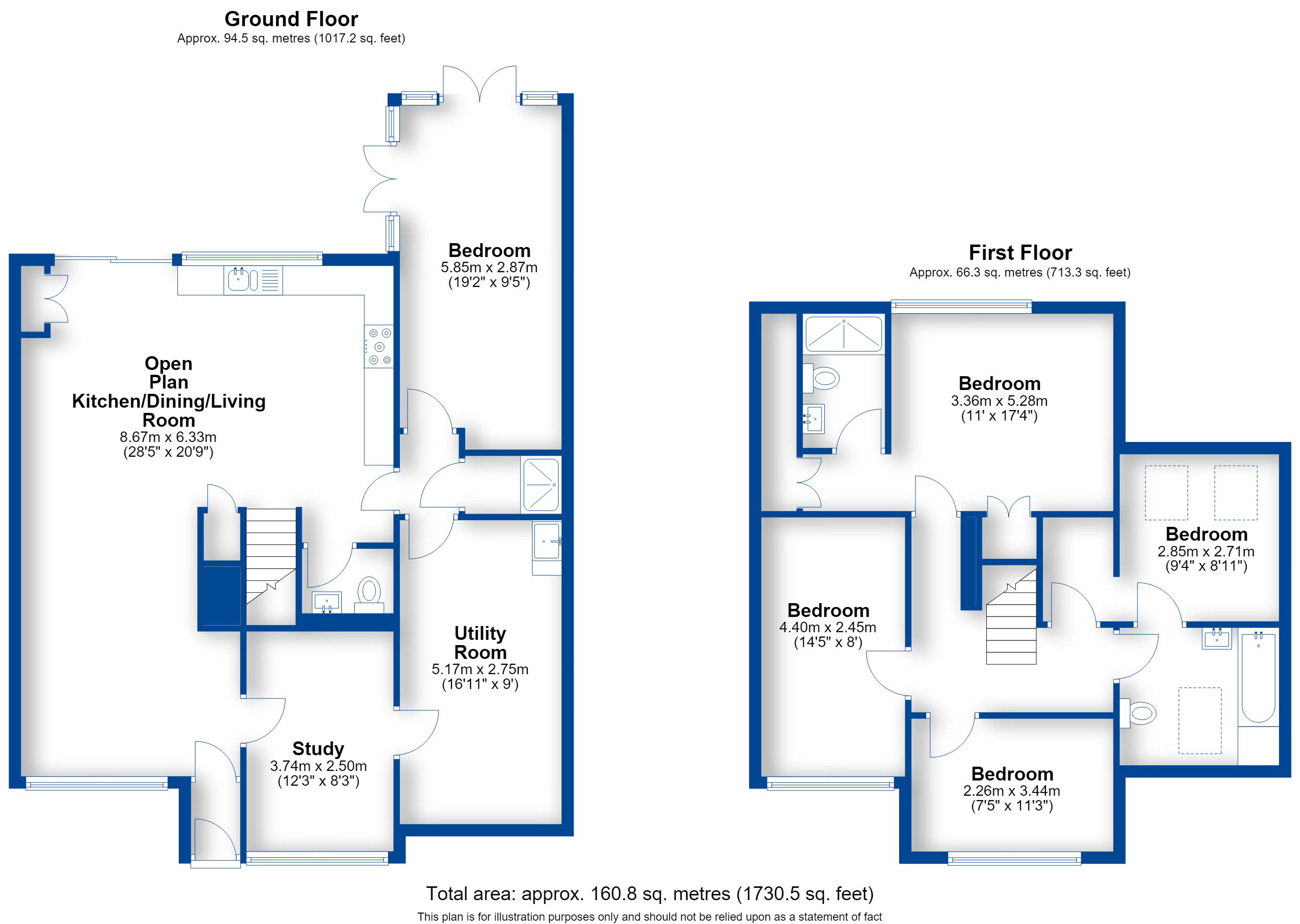 Floorplan, 5 bedroom terraced house for sale, Delamere Way, Leamington Spa, CV32