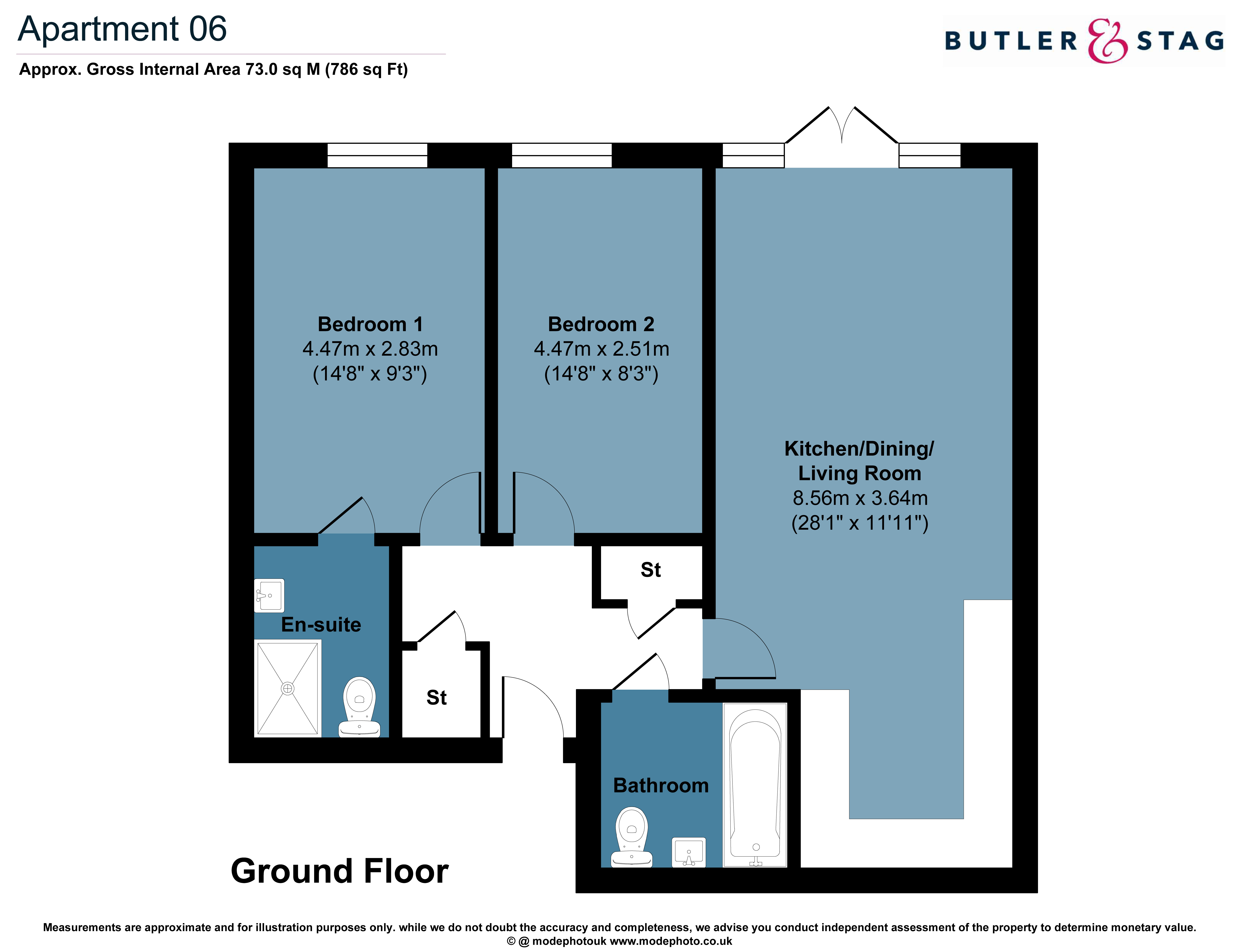 Floor plan, 2 bedroom apartment for sale, High Road, Chigwell, IG7