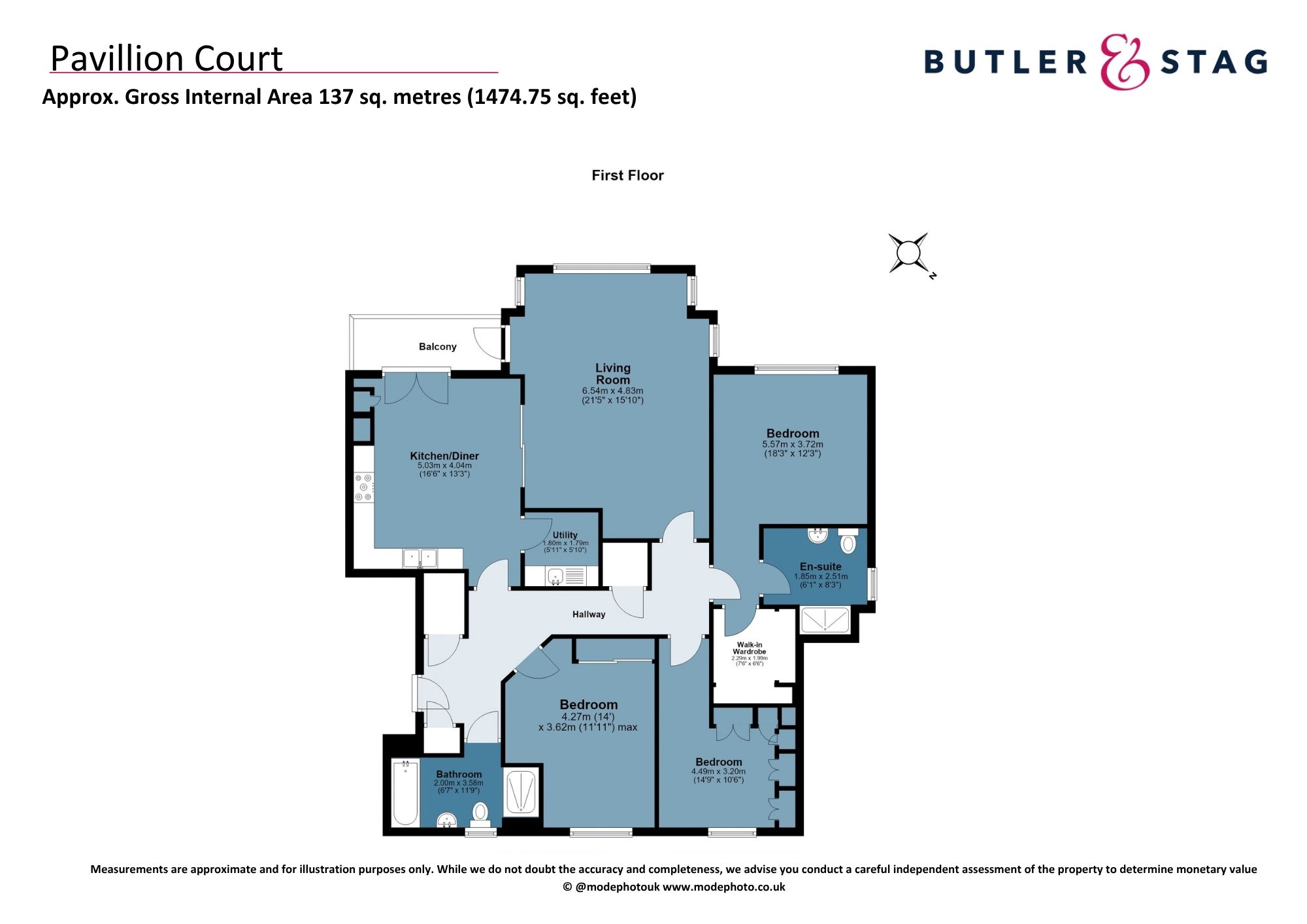 Floor plan, 3 bedroom apartment for sale, Pavilion Court, Epping, CM16