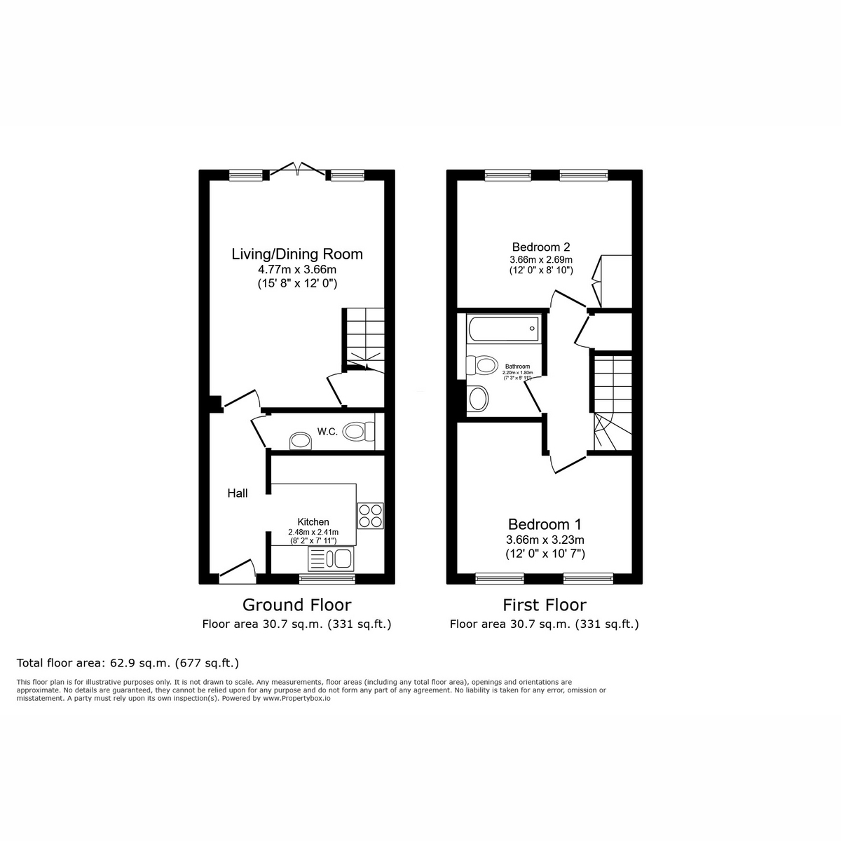 Floor plan, 2 bedroom for sale, Burgage Field, Whitchurch, RG28