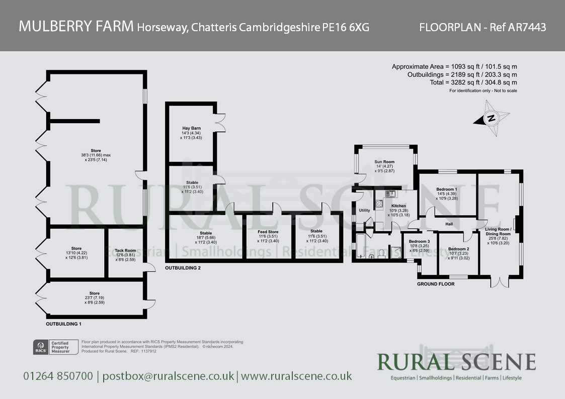 Floorplan, 3 bedroom detached bungalow for sale, Mulberry Farm Horseway, Chatteris, PE16