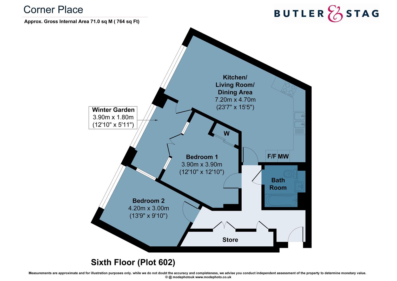 Floor plan, 2 bedroom apartment for sale, Witan Street, London, E2
