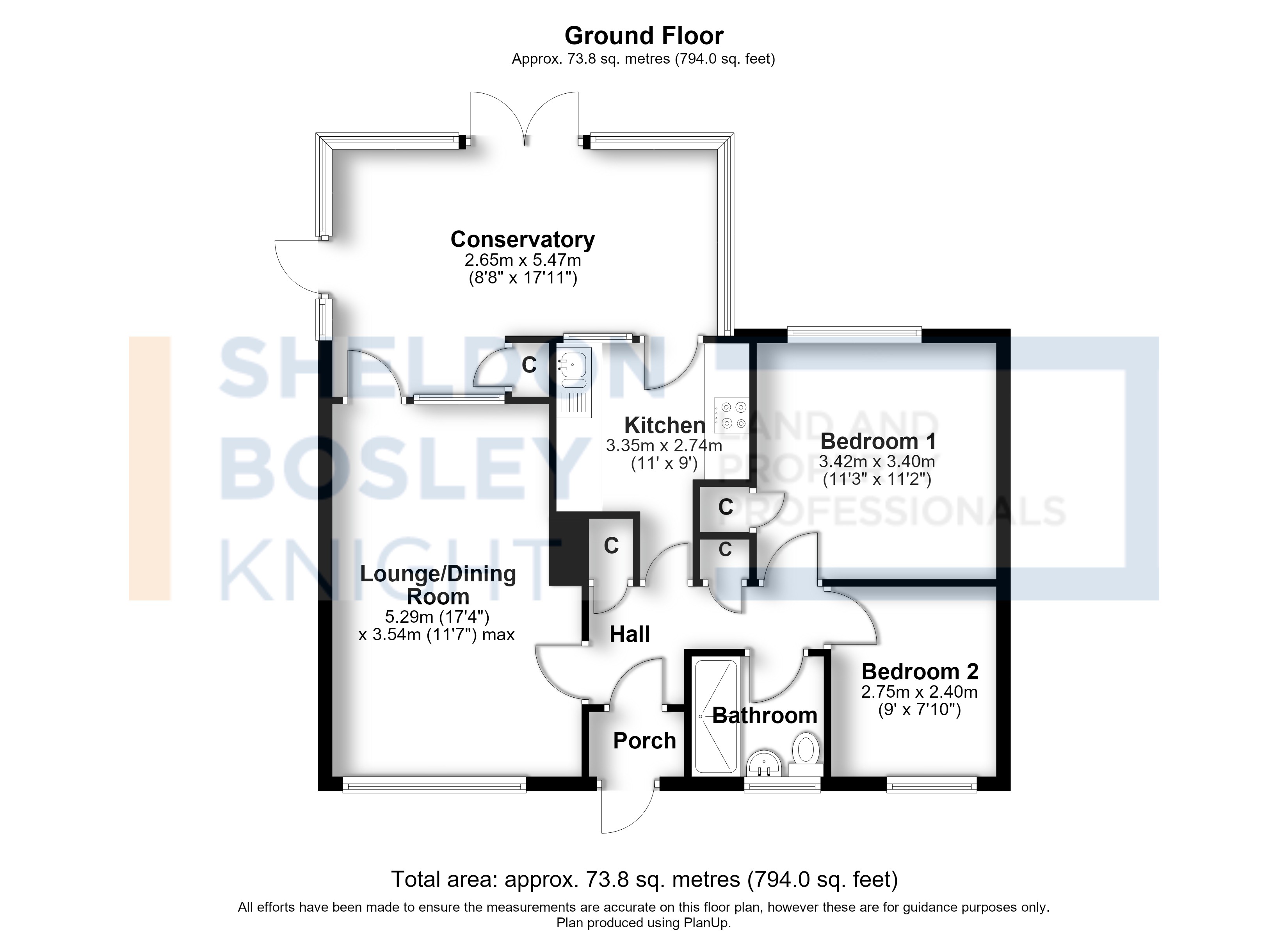 Floorplan, 2 bedroom detached bungalow for sale, Welchman Place, Warwick, CV35