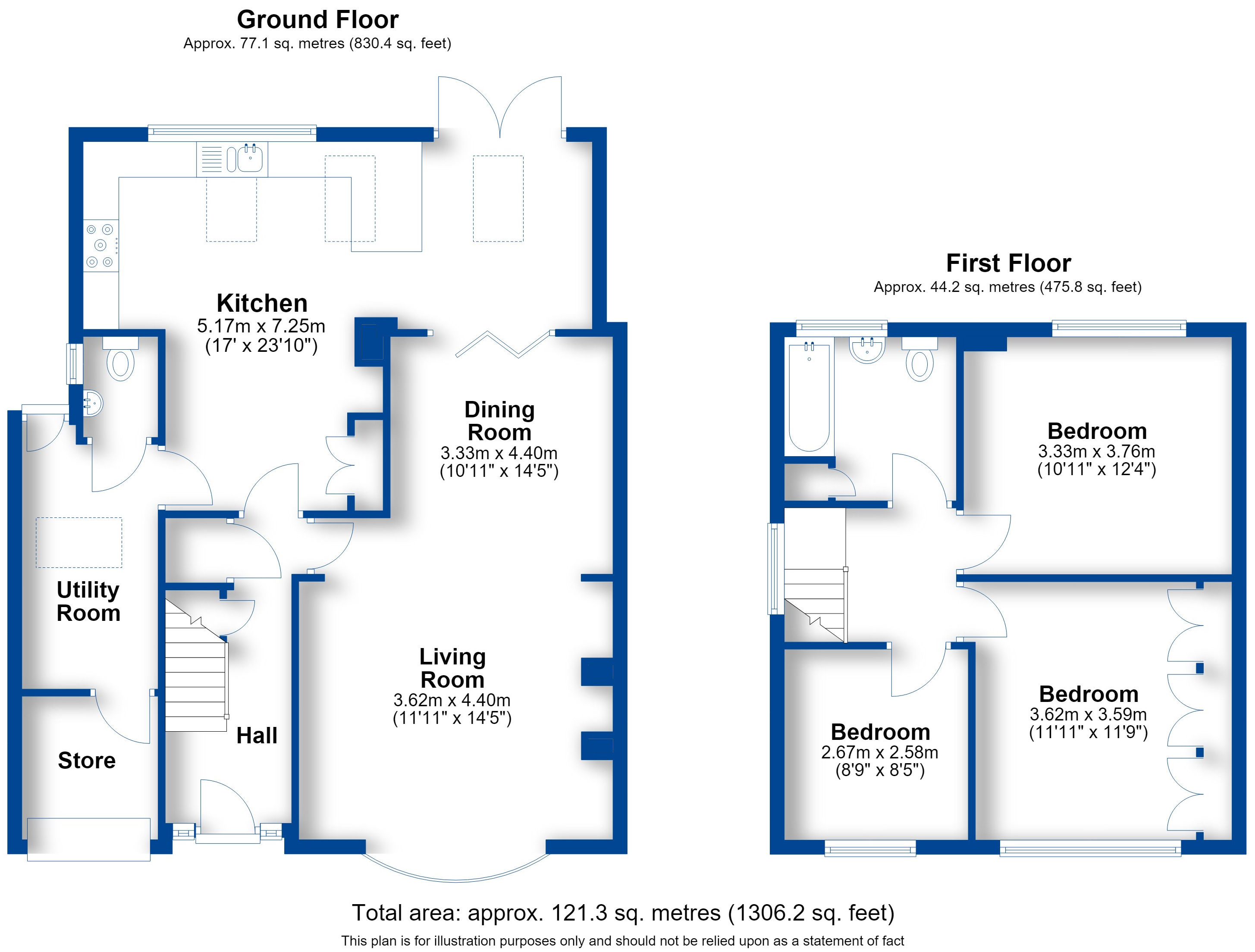 Floorplan, 3 bedroom semi detached house for sale, Beaufort Avenue, Leamington Spa, CV32