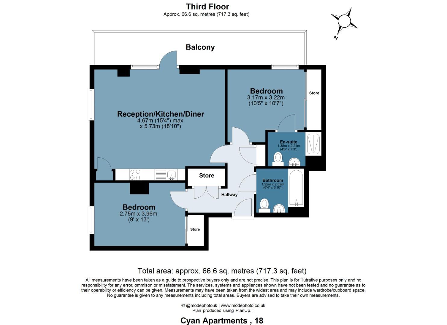 Floor plan, 2 bedroom flat for sale, Cyan Apartments, London, E3