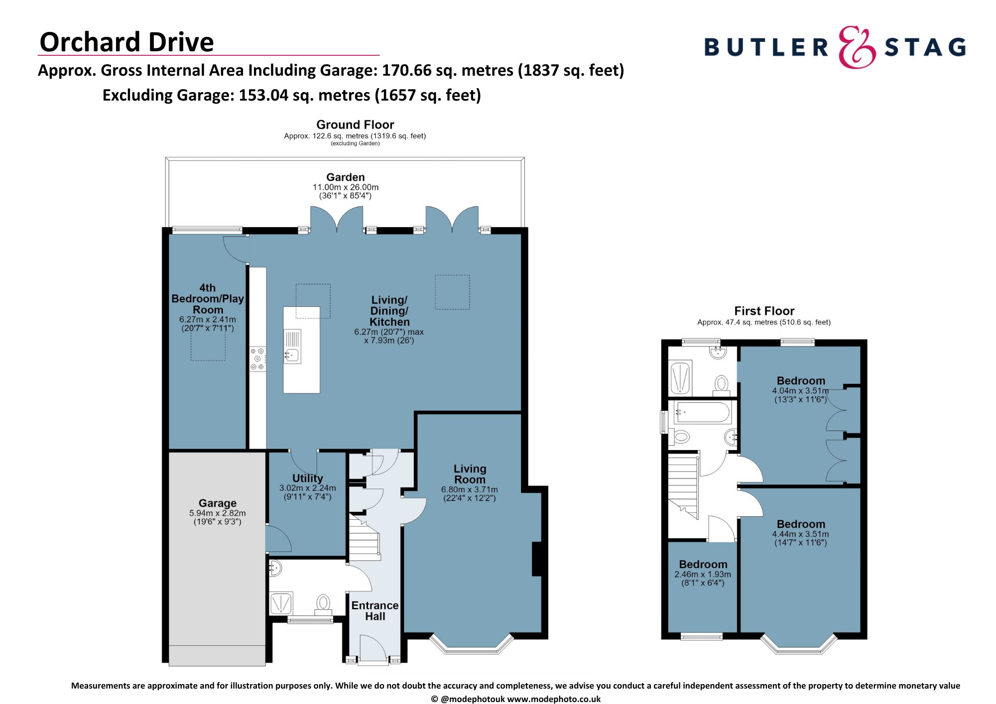 Floor plan, 4 bedroom semi detached house for sale, Orchard Drive, Epping, CM16