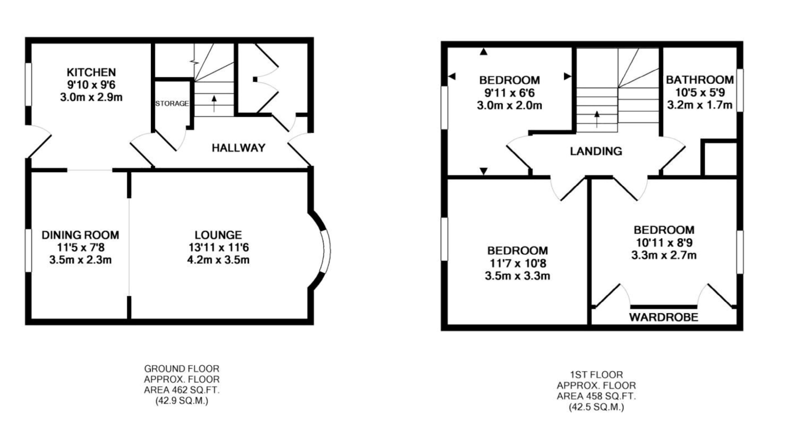 Floor plan, 3 bedroom mid-terraced house for sale, Britten Close, Nuneaton, CV11