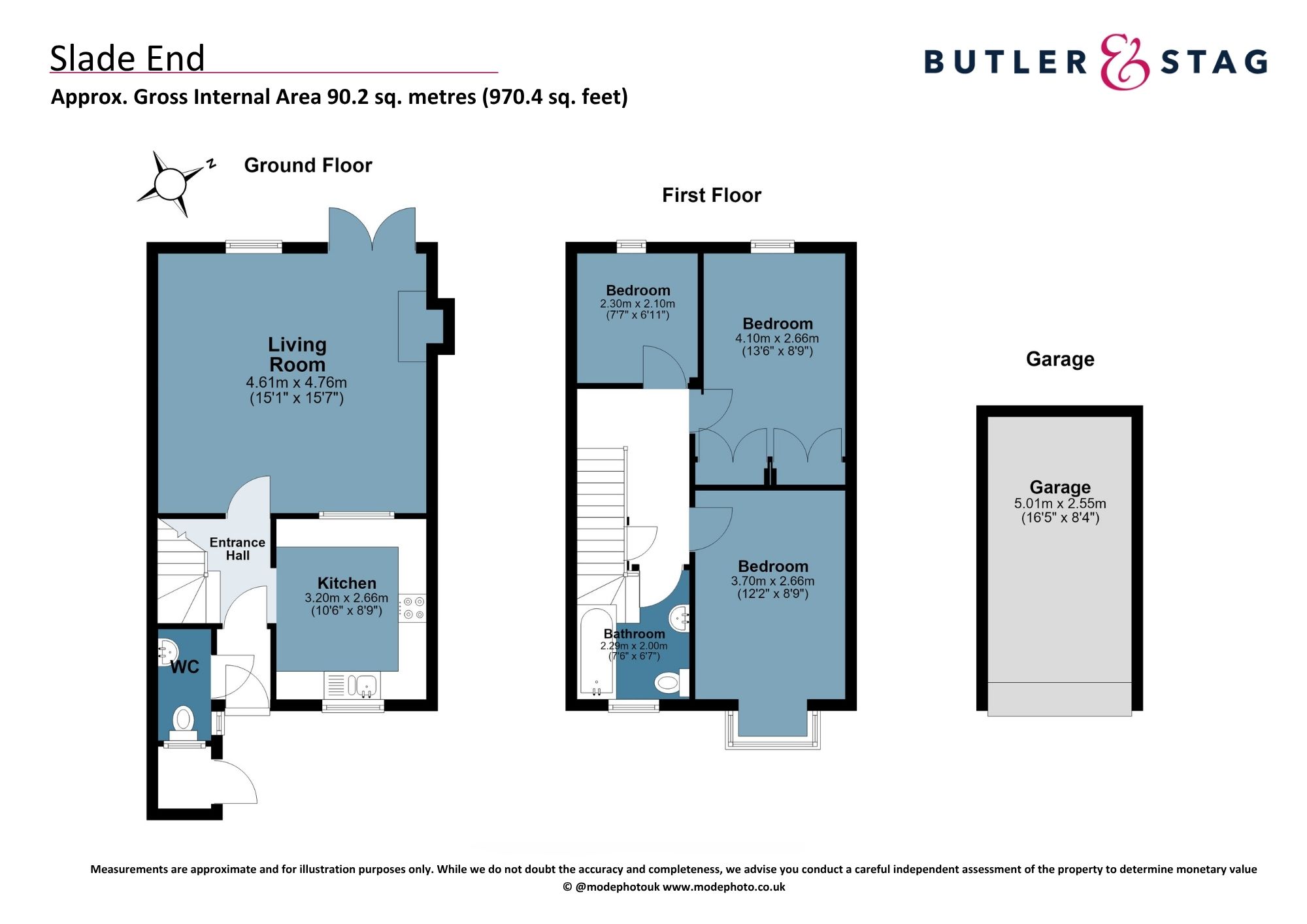 Floor plan, 3 bedroom mid-terraced house for sale, Slade End, Epping, CM16