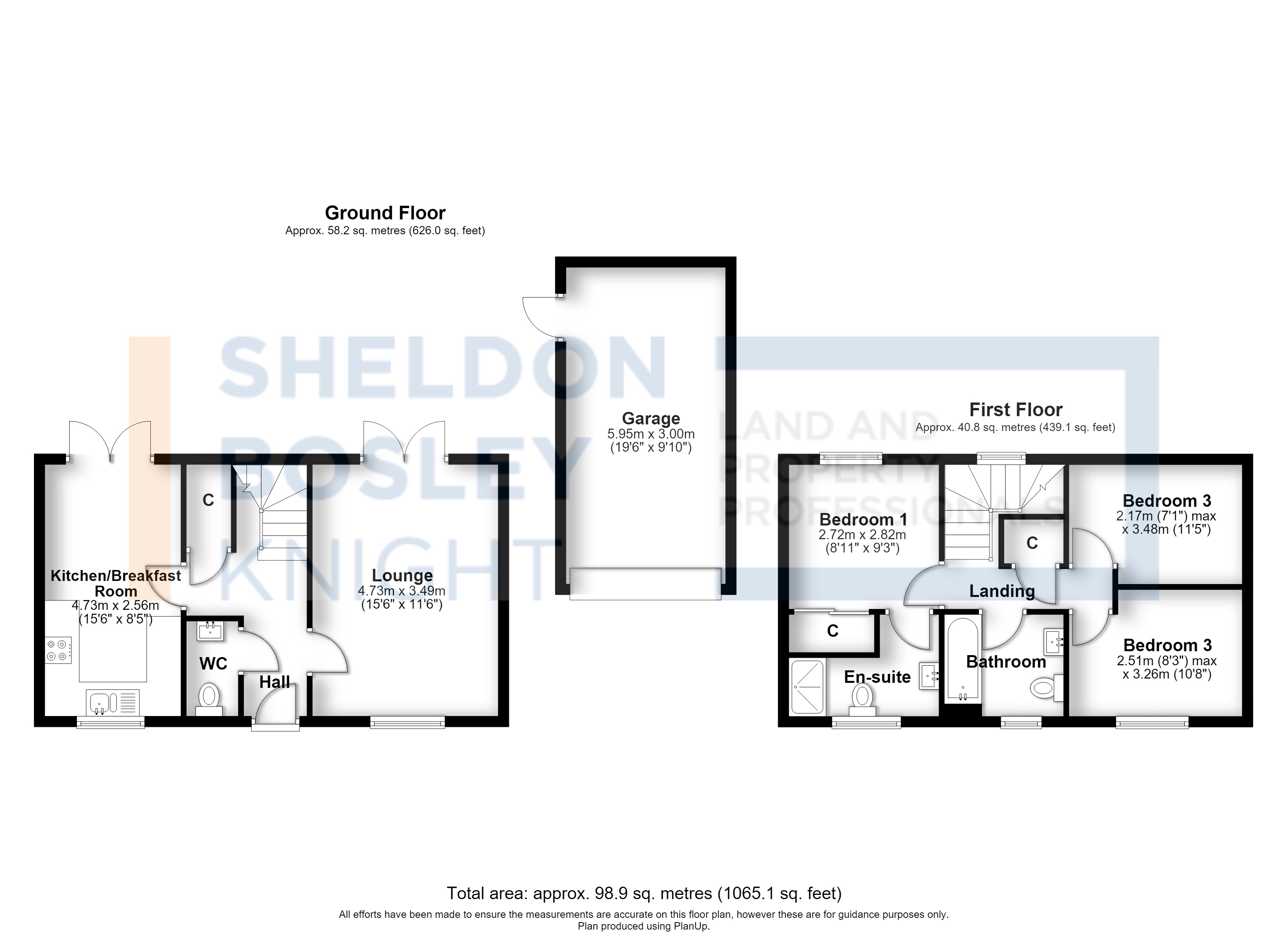 Floorplan, 3 bedroom detached house for sale, Niblett Corner, Evesham, WR11