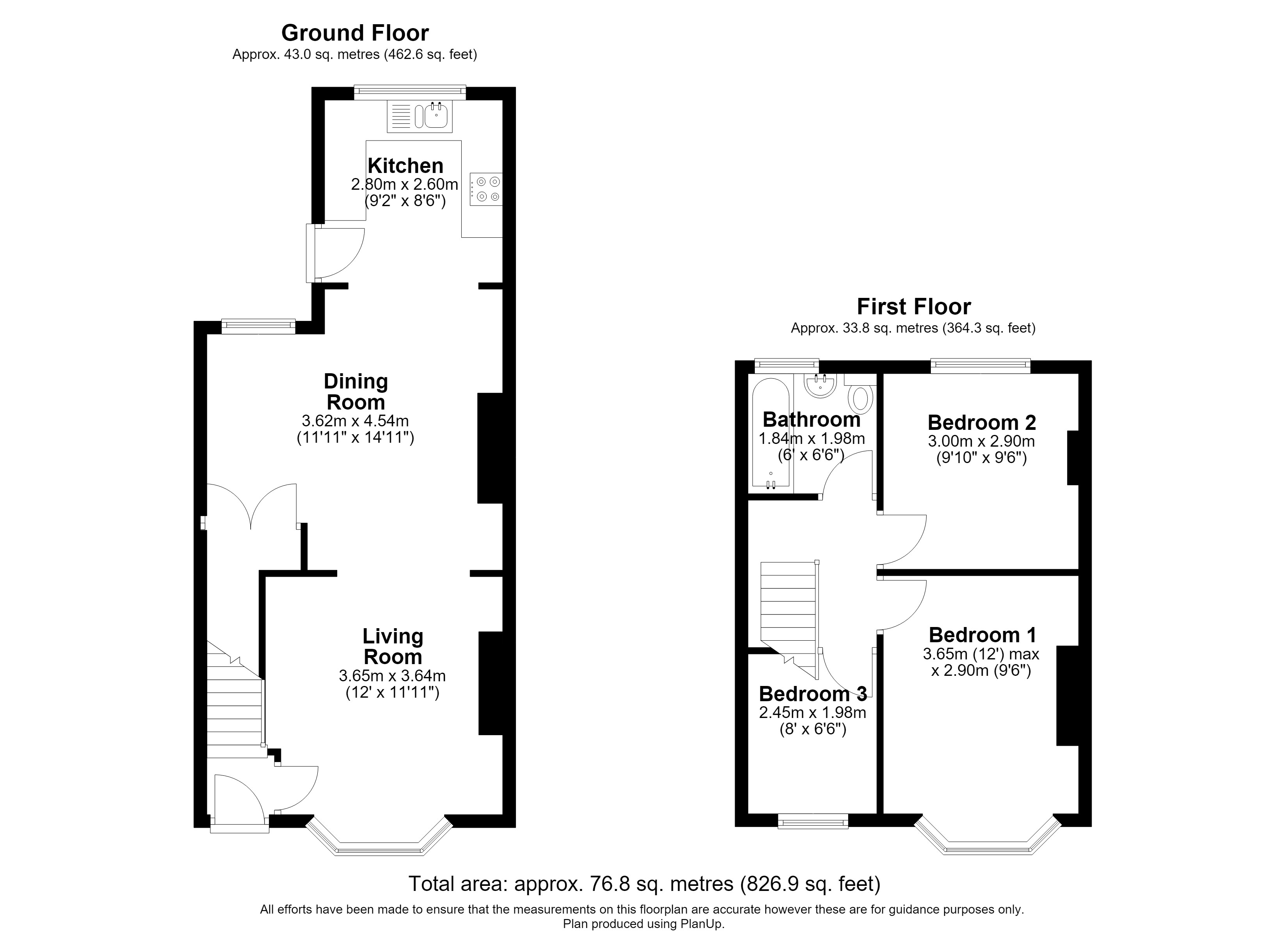 Floorplan, 3 bedroom terraced house for sale, Linden Road, Loughborough, LE11