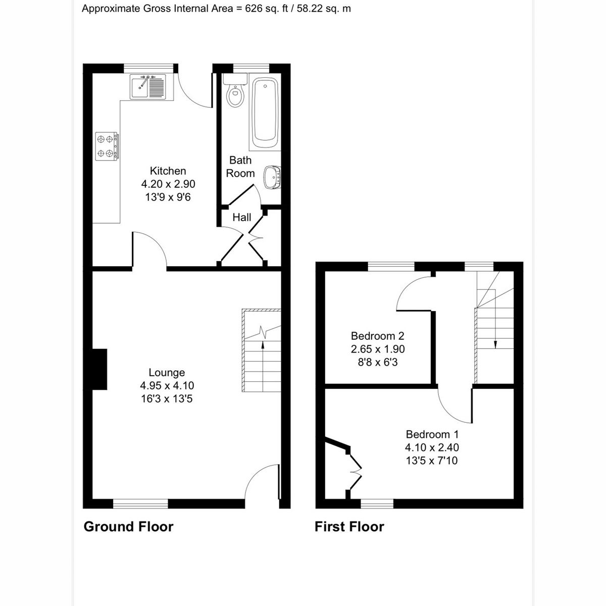 Floor plan, 2 bedroom for sale, Beaumaris Road, Beaumaris, LL58