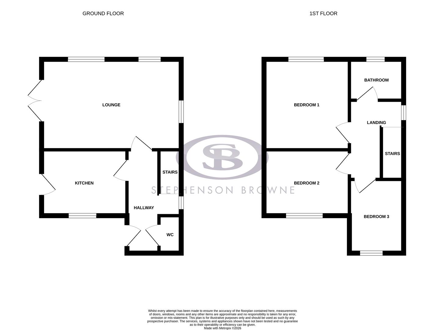 Floor plan, 3 bedroom house for sale, Brook Close, Crewe, CW1