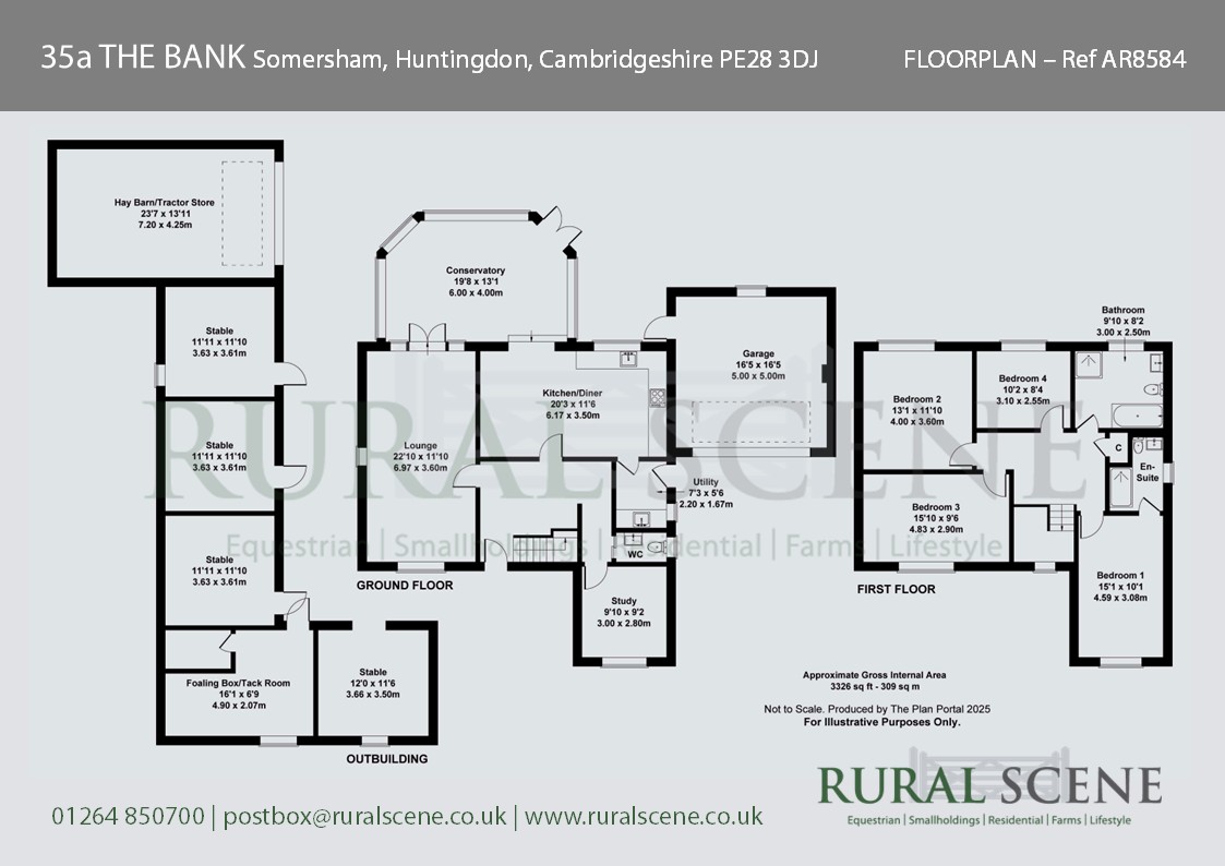 Floorplan, 4 bedroom detached house for sale, The Bank, Huntingdon, PE28