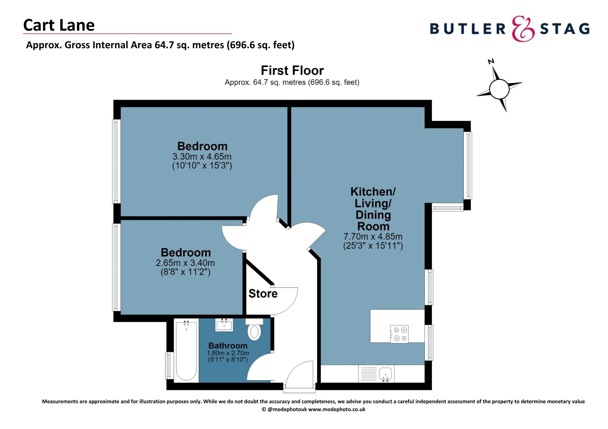 Floor plan, 2 bedroom flat for sale, Cart Lane, London, E4