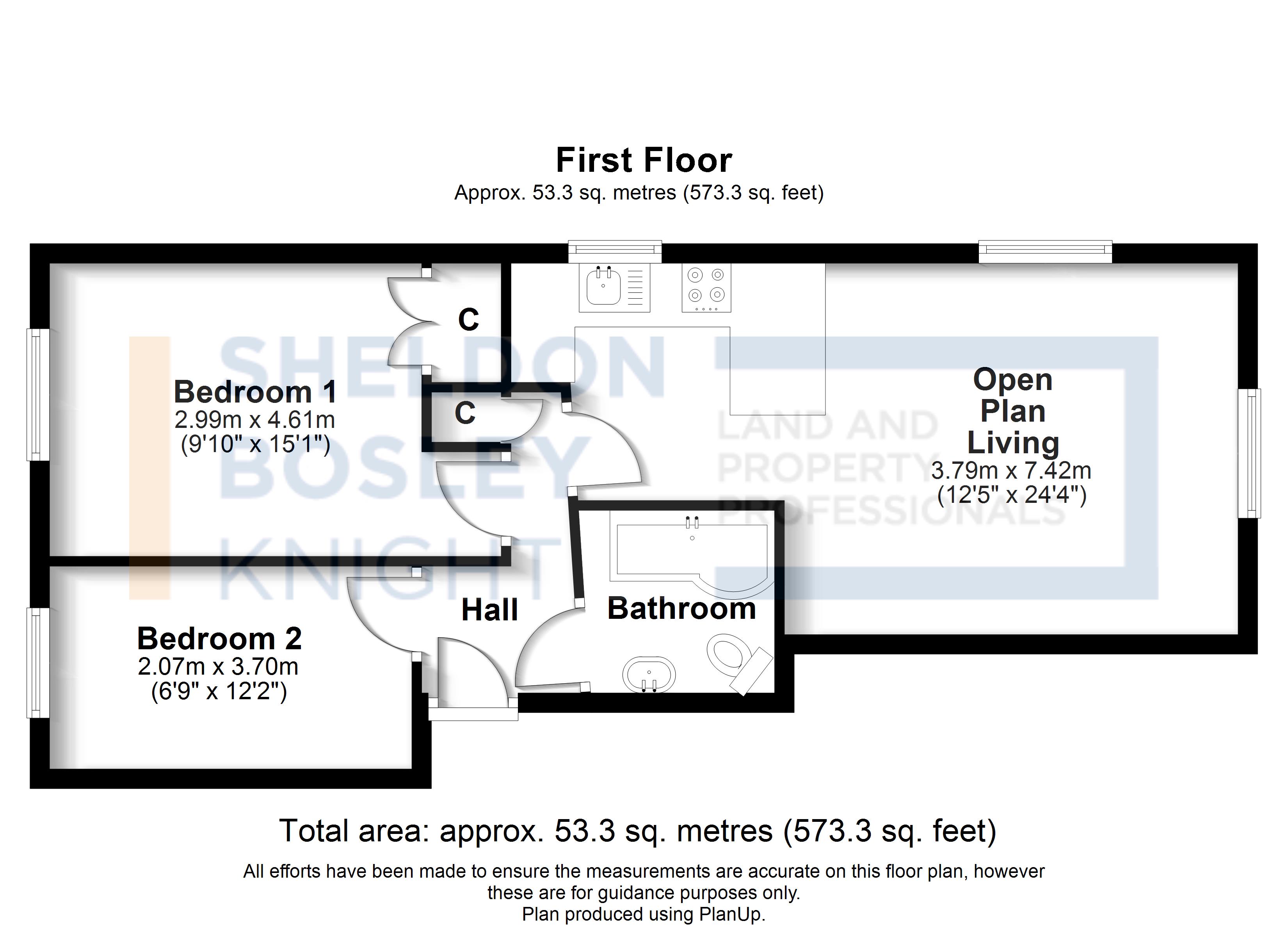 Floorplan, 2 bedroom flat for sale, Fairfax House Fish Street, Worcester, WR1