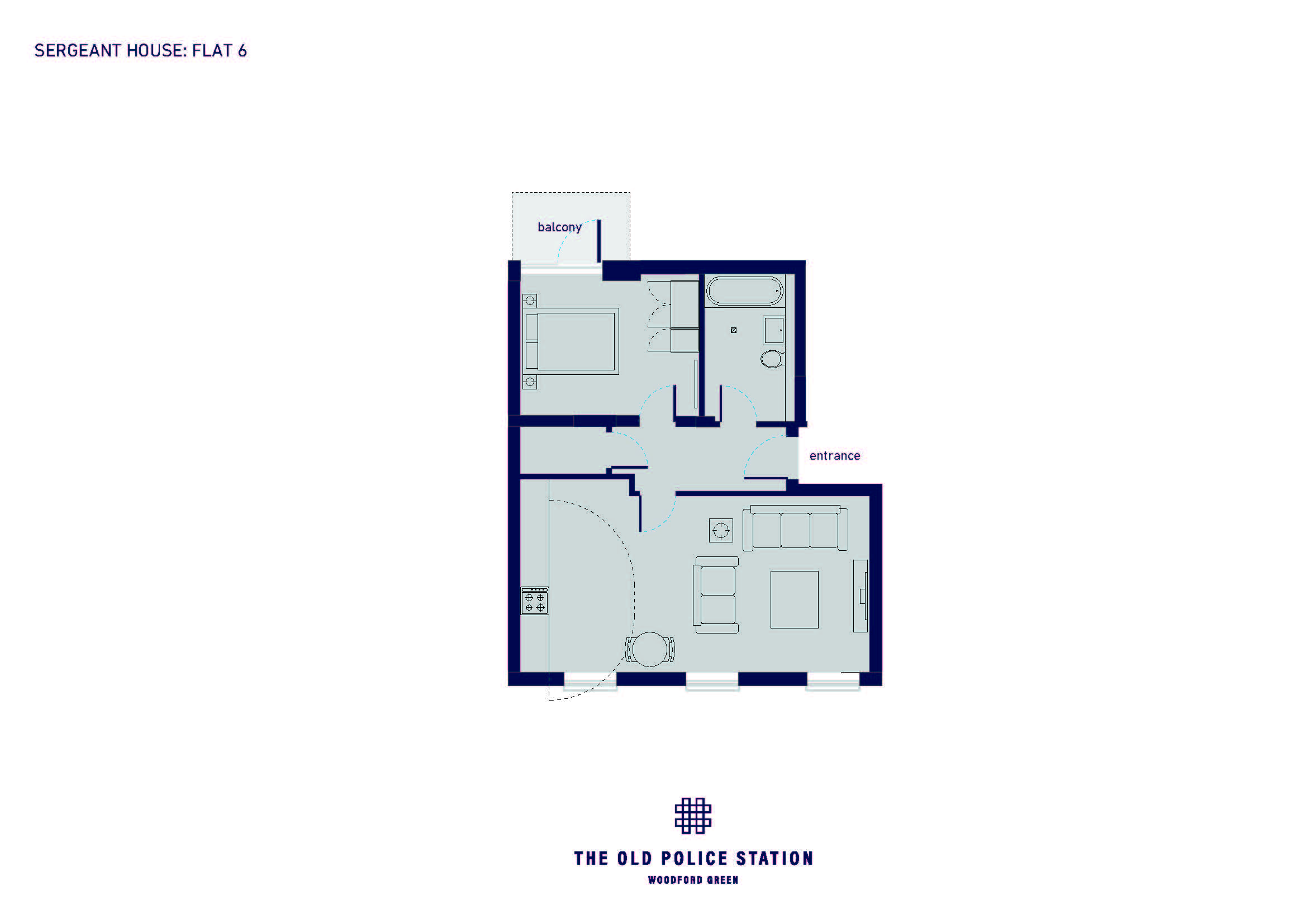 Floor plan, 1 bedroom flat for sale, Sergeant House, Woodford Green, IG8