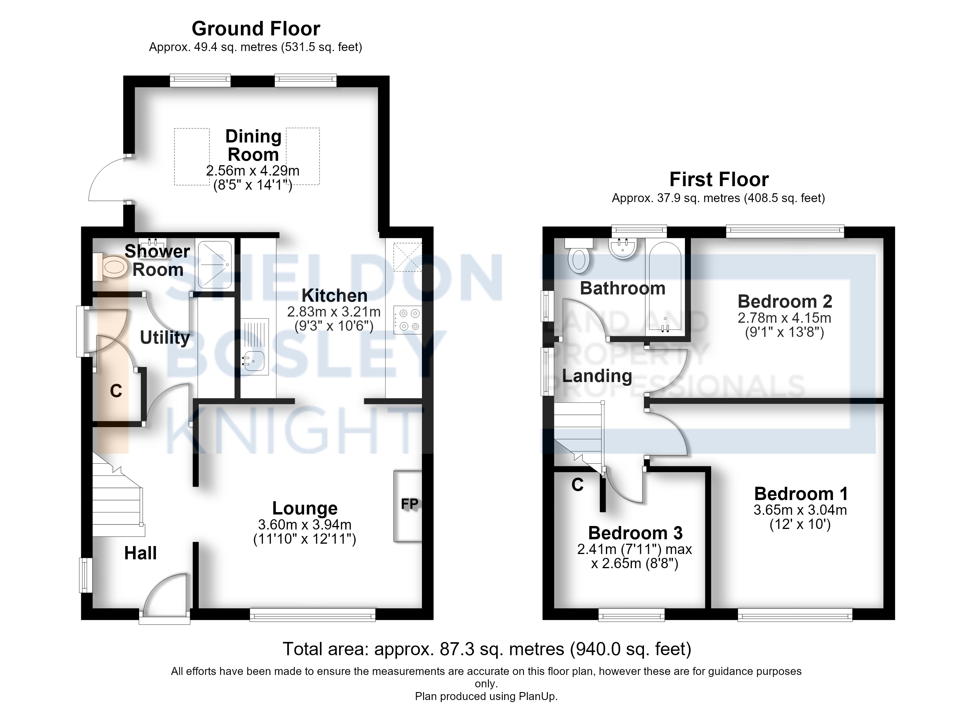 Floor plan, 3 bedroom end of terrace house for sale, St. Peters Road, Warwick, CV35