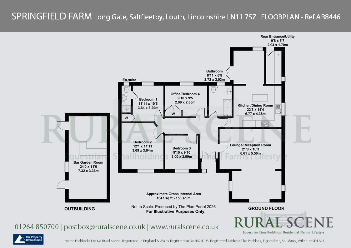 Floorplan, 4 bedroom bungalow for sale, Springfield Farm Long Gate, Louth, LN11