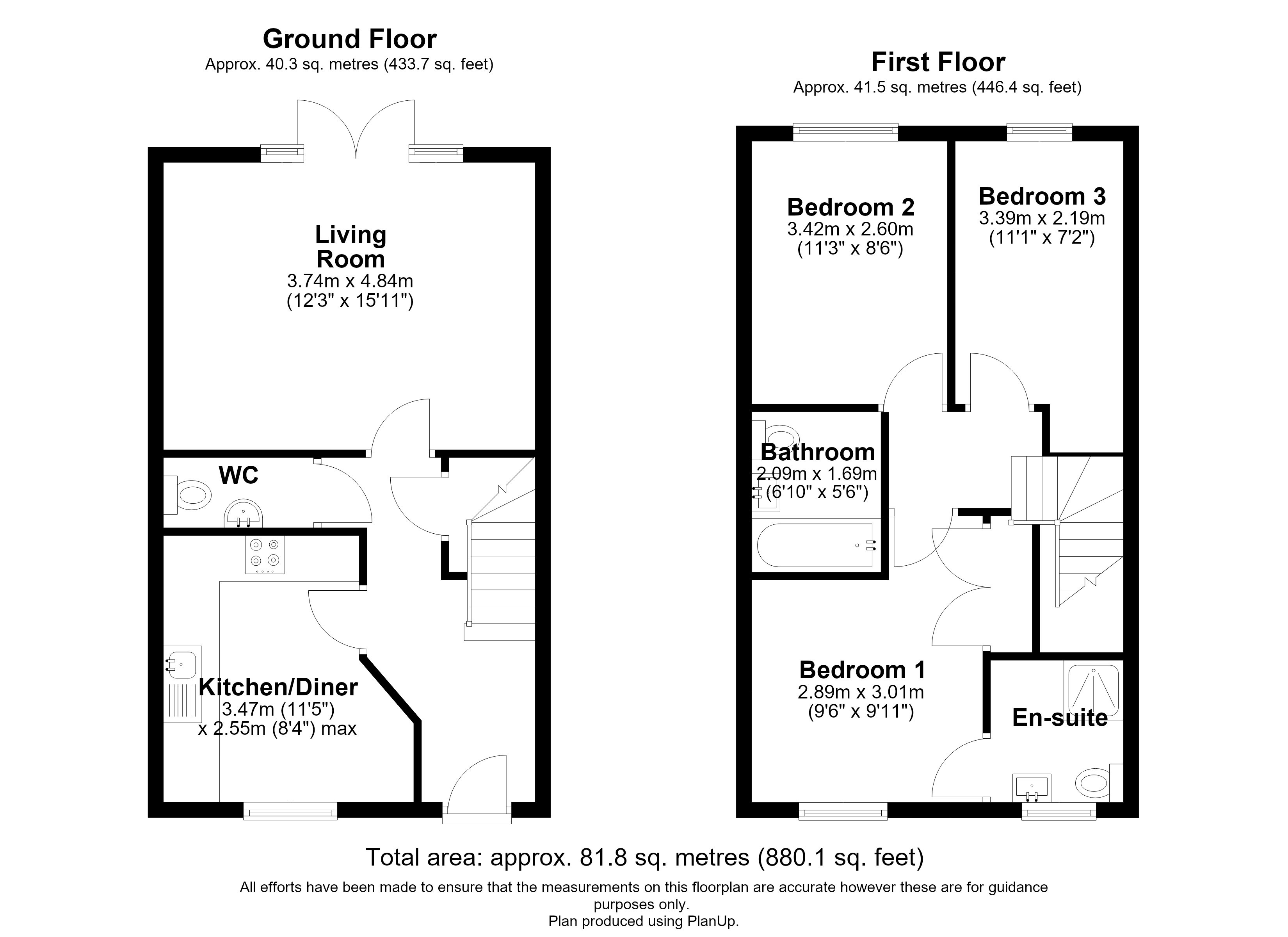 Floor plan, 3 bedroom semi detached house for sale, Oakway Drive, Swadlincote, DE11