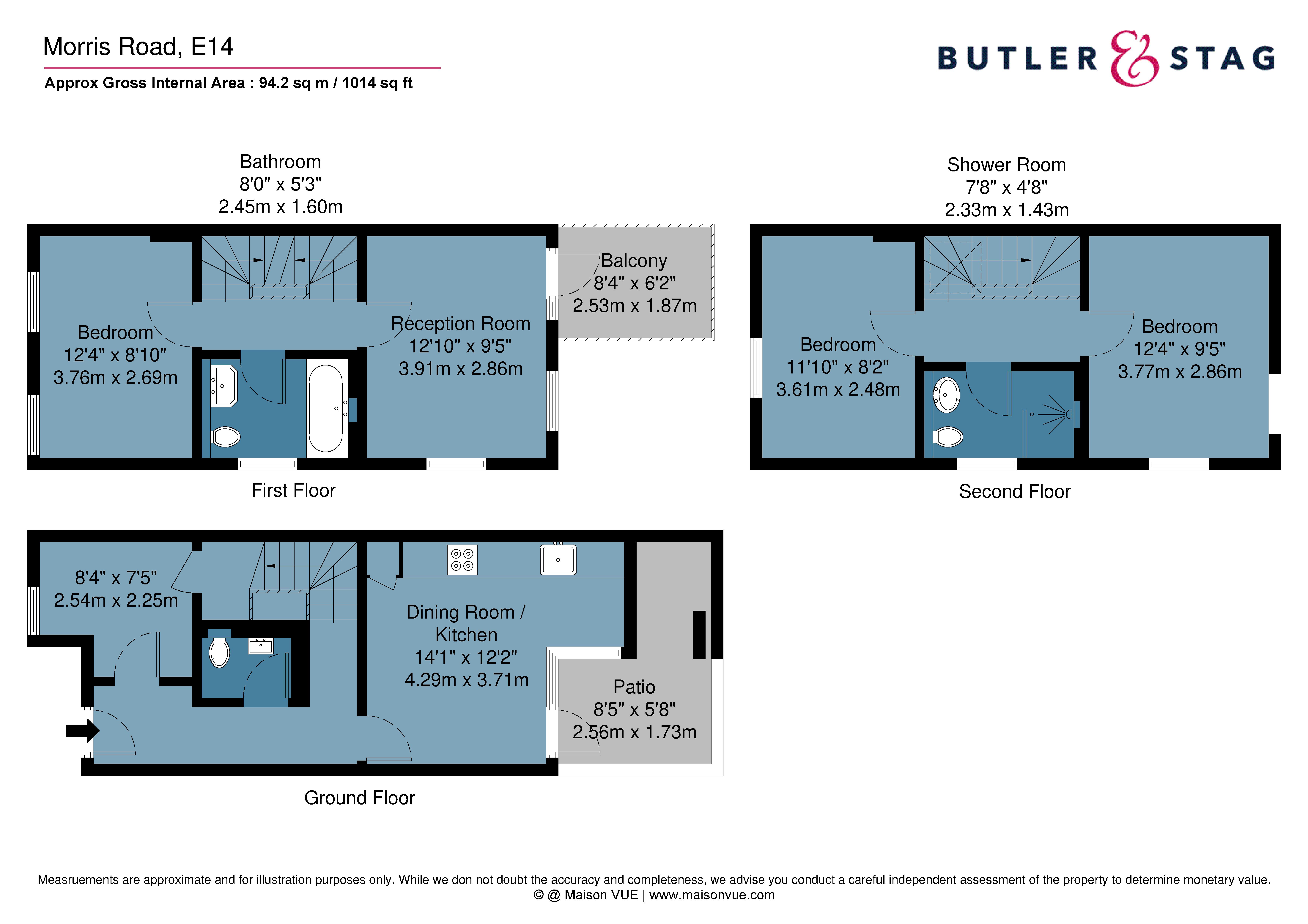 Floor plan, 3 bedroom terraced house for sale, Morris Road, London, E14