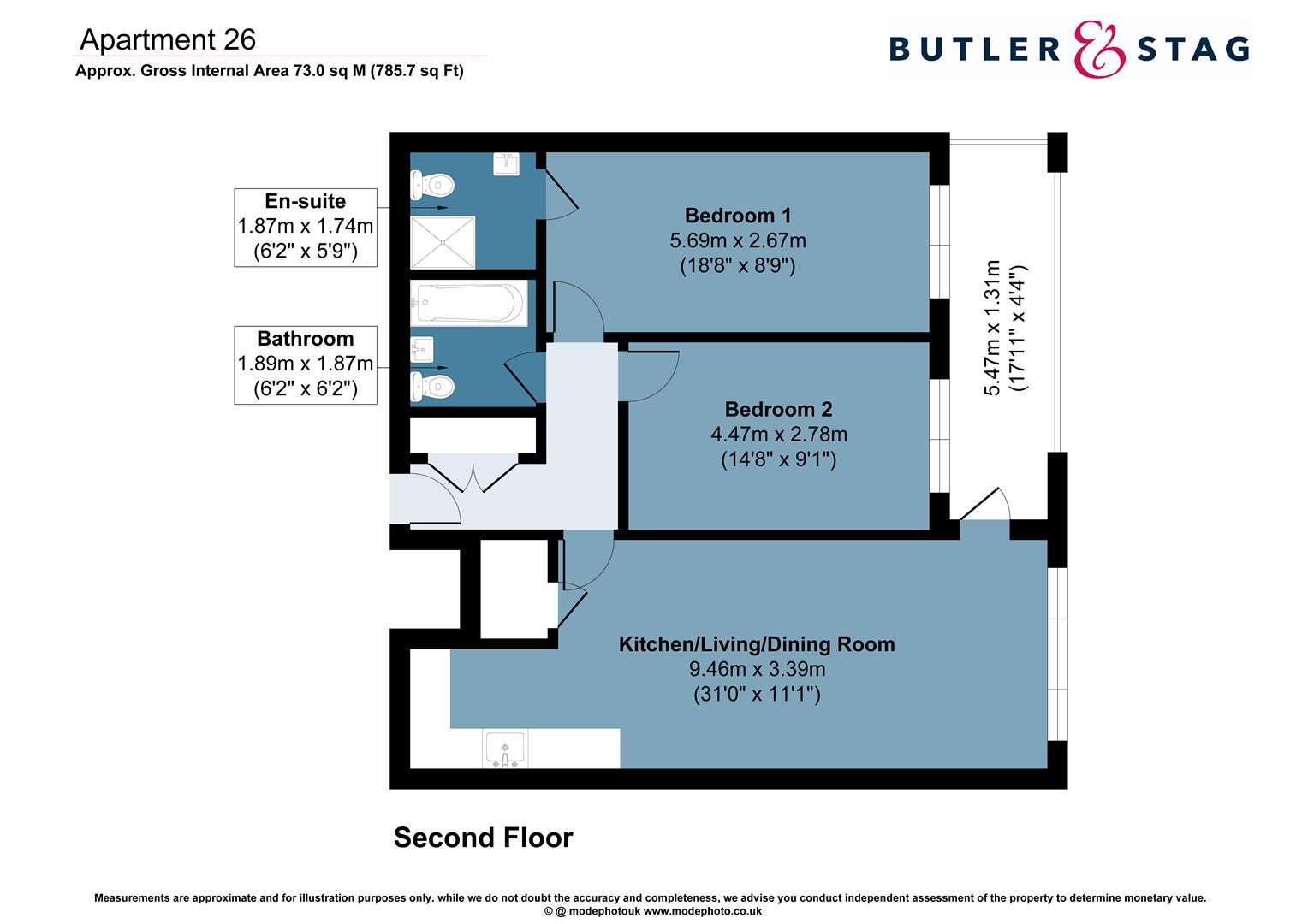 Floor plan, 2 bedroom apartment for sale, Novella House, Chigwell, IG7