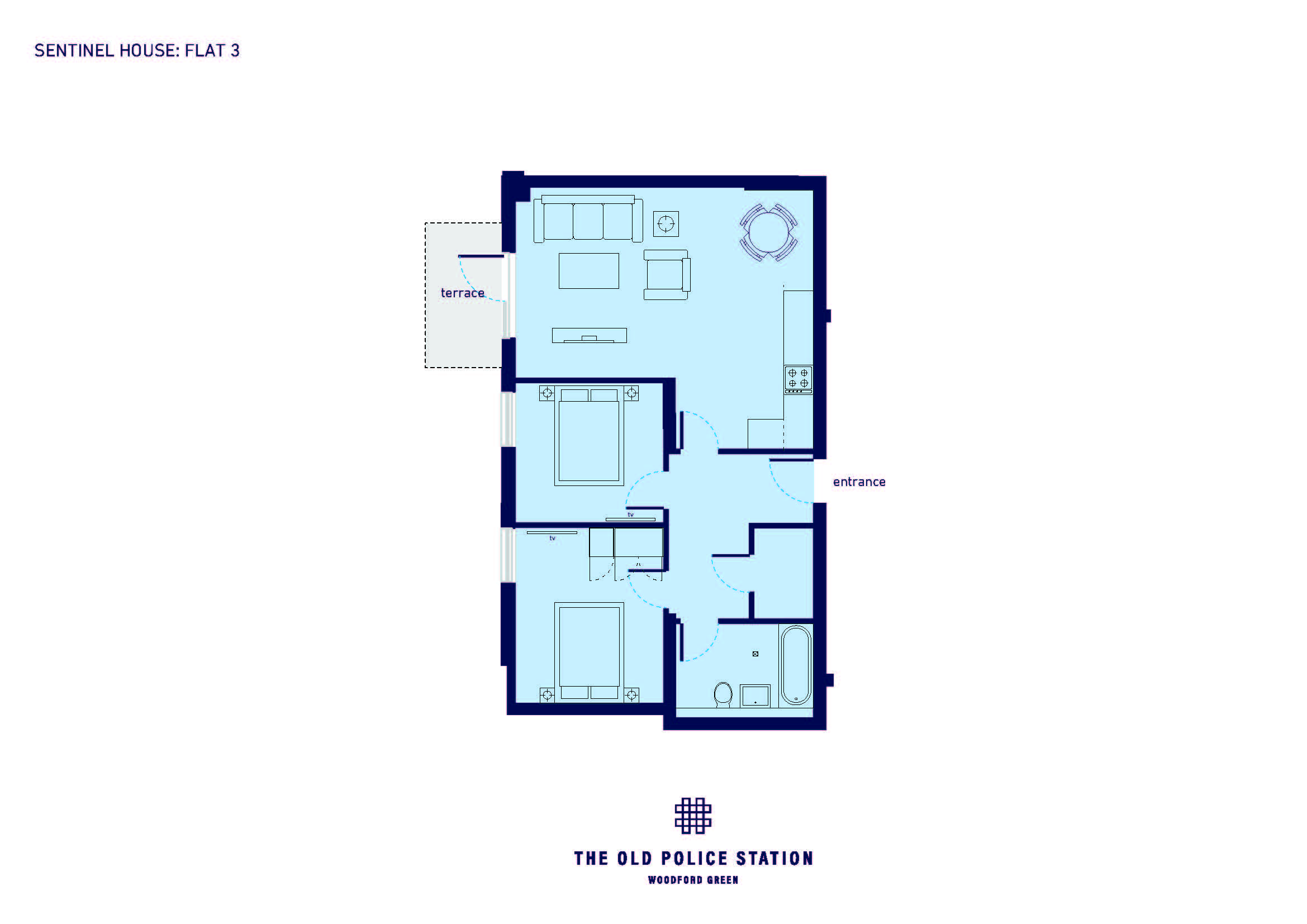 Floor plan, 2 bedroom flat for sale, Sentinel House, Woodford Green, IG8