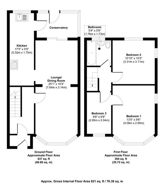 Floor plan, 3 bedroom end of terrace house for sale, Tile Hill Lane, Coventry, CV4