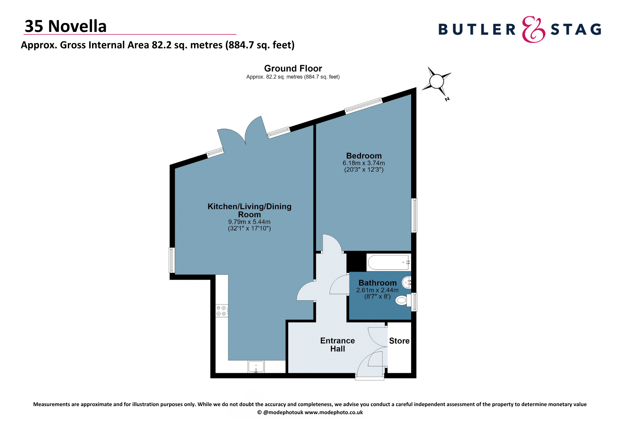 Floor plan, 1 bedroom apartment for sale, Novella House, Chigwell, IG7