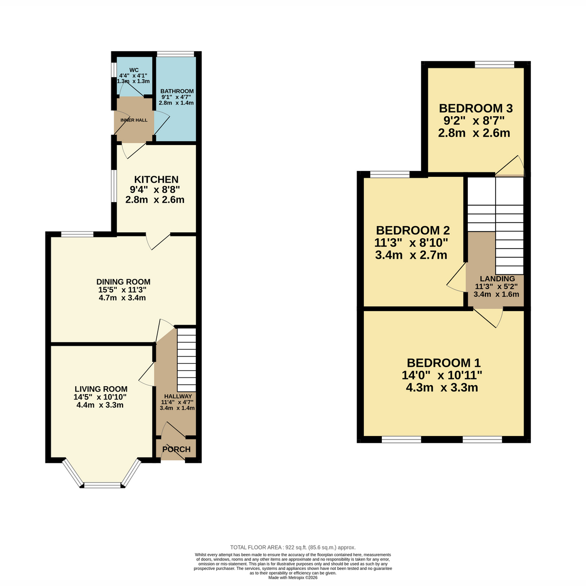 Floorplan, 3 bedroom for sale, Monmouth Street, Cardiff, CF11