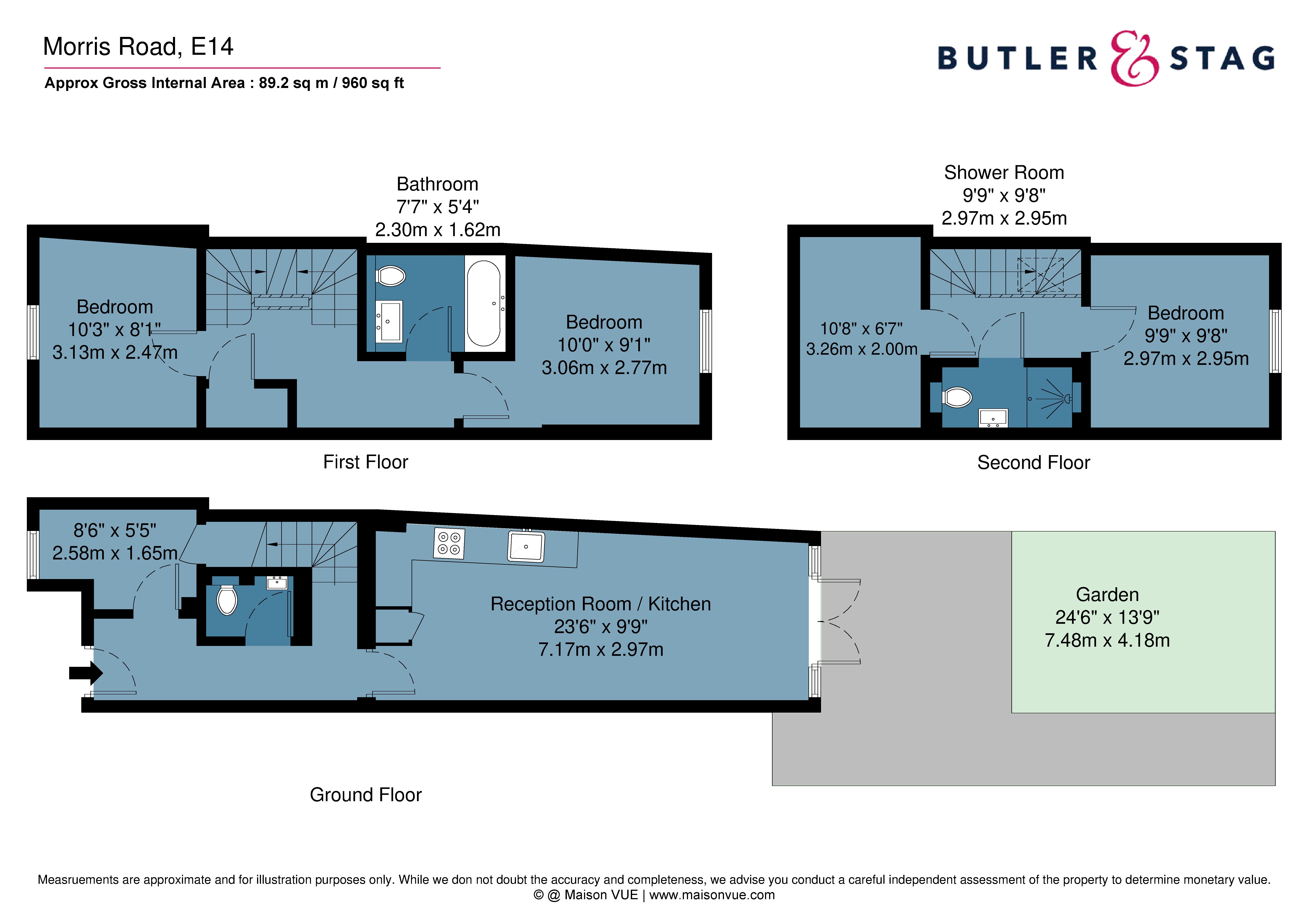 Floor plan, 3 bedroom terraced house for sale, Morris Road, London, E14
