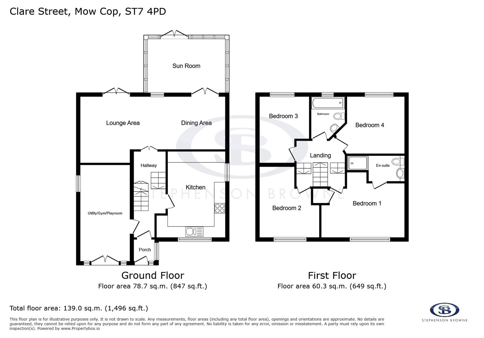Floor plan, 4 bedroom house for sale, Clare Street, Stoke-On-Trent, ST7