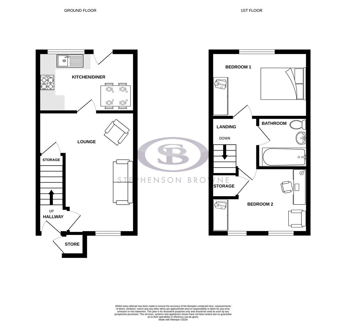 Floor plan, 2 bedroom house for sale, Bailey Court, Stoke-On-Trent, ST7