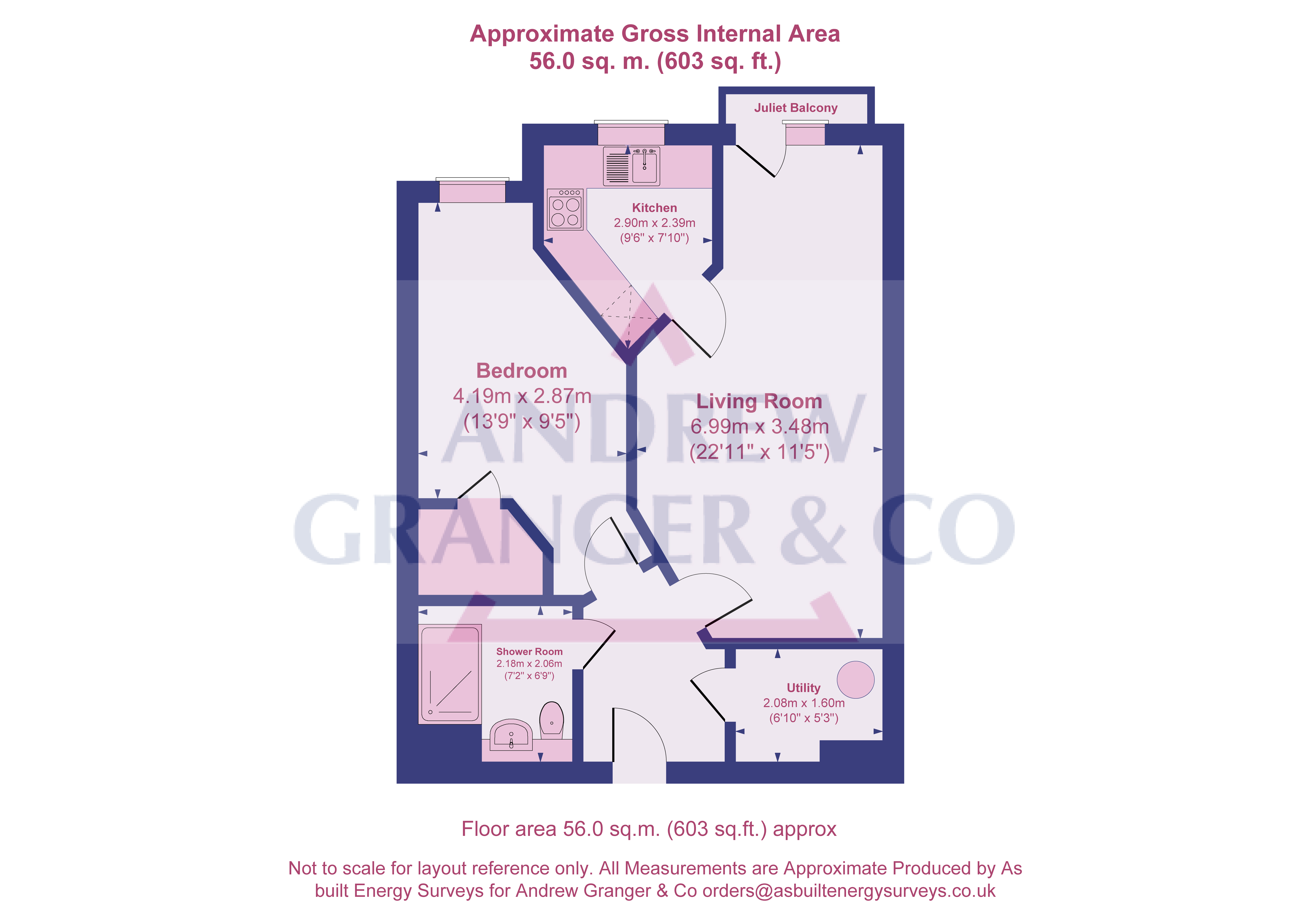 Floorplan, 1 bedroom apartment for sale, Farnham House Mill Gardens Loughborough Road, Loughborough, LE12