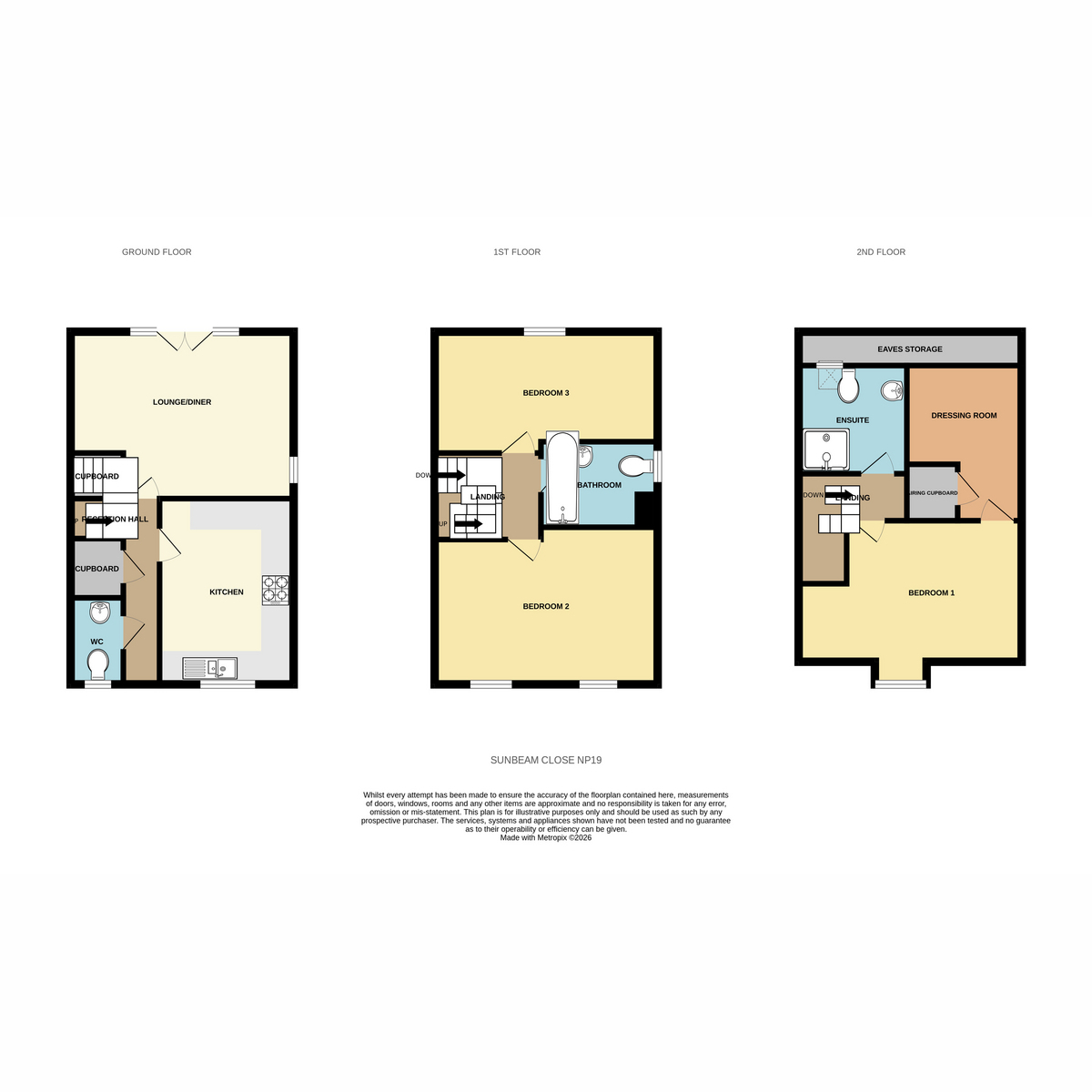 Floor plan, 3 bedroom for sale, Sunbeam Close, Newport, NP19
