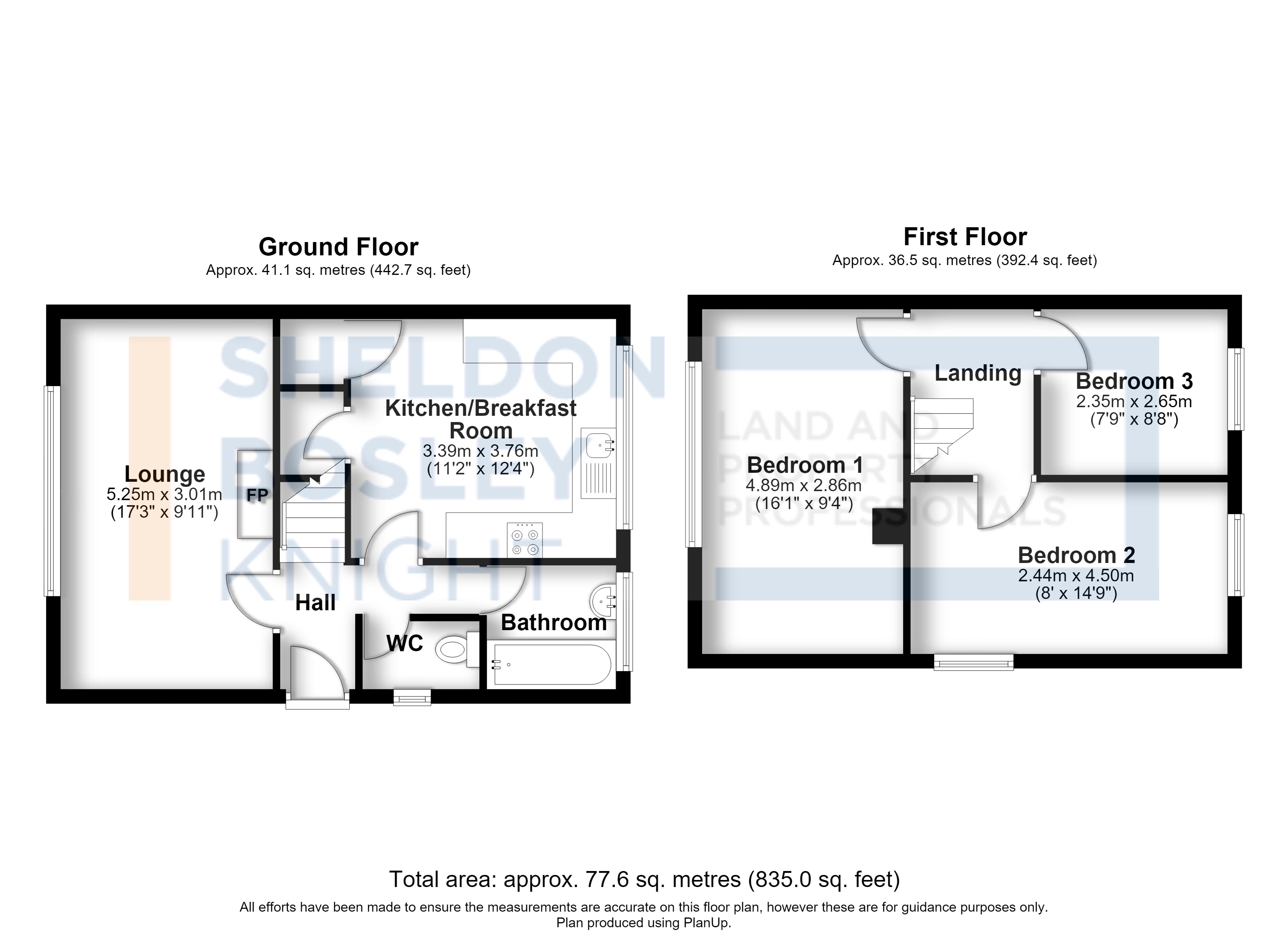 Floorplan, 3 bedroom semi detached house for sale, St. Peters Road, Warwick, CV35