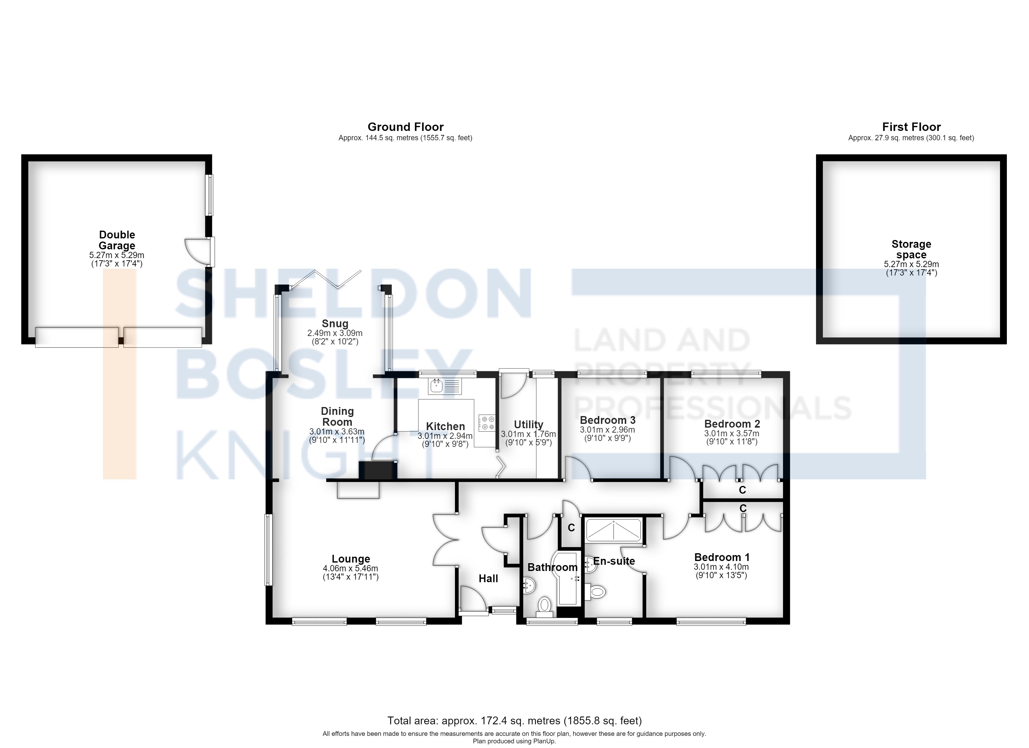 Floorplan, 3 bedroom detached bungalow for sale, Box Tree Close, Worcester, WR8