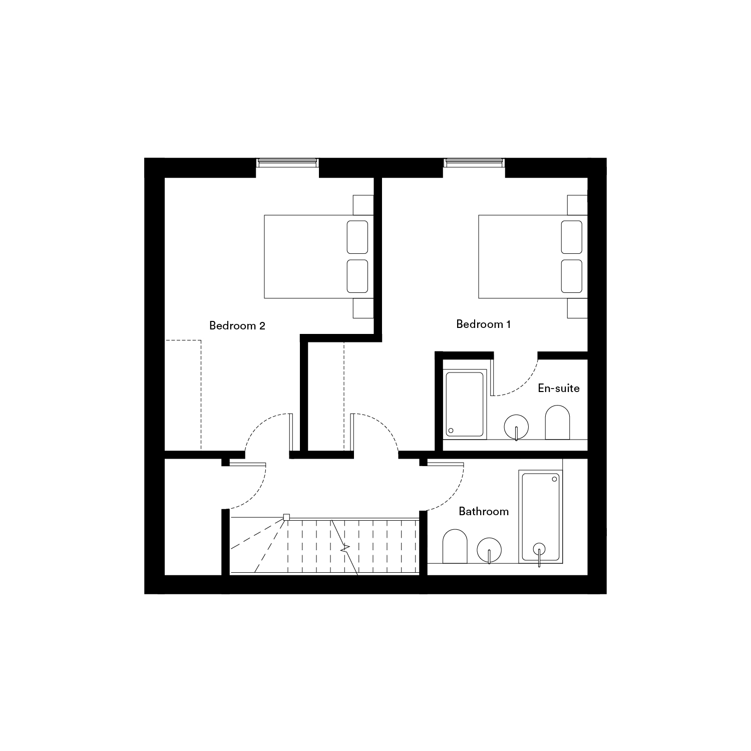 Floor plan, 2 bedroom apartment for sale, Plot 65, Essex, CM16